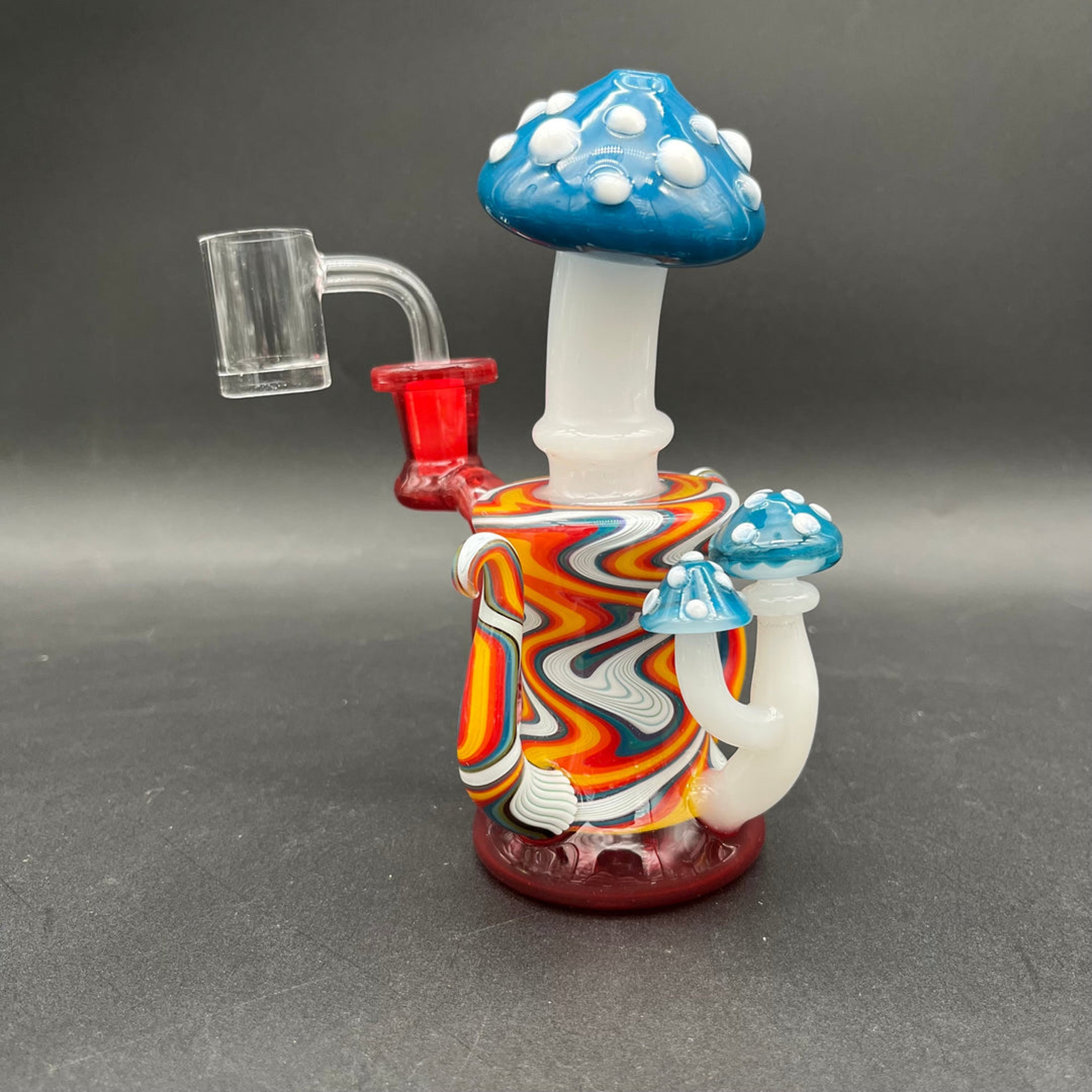 Preview pic of WORKED GLASS BLUE MUSHROOM DAB RIG