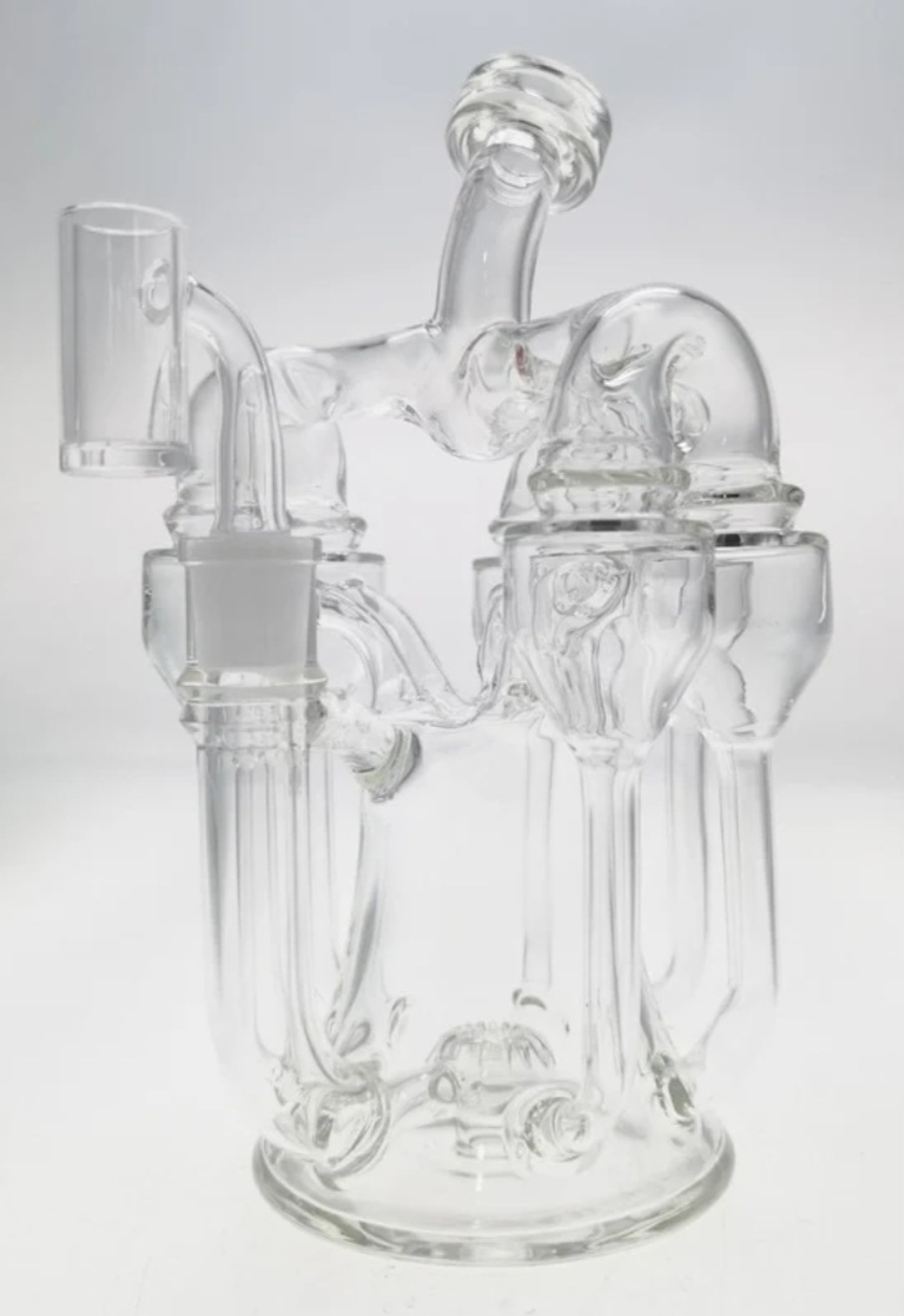 Preview pic of THICK ASS GLASS-TAG- 8" Donut Perc Sextuple Recycler Dab Rig (14MM Female)