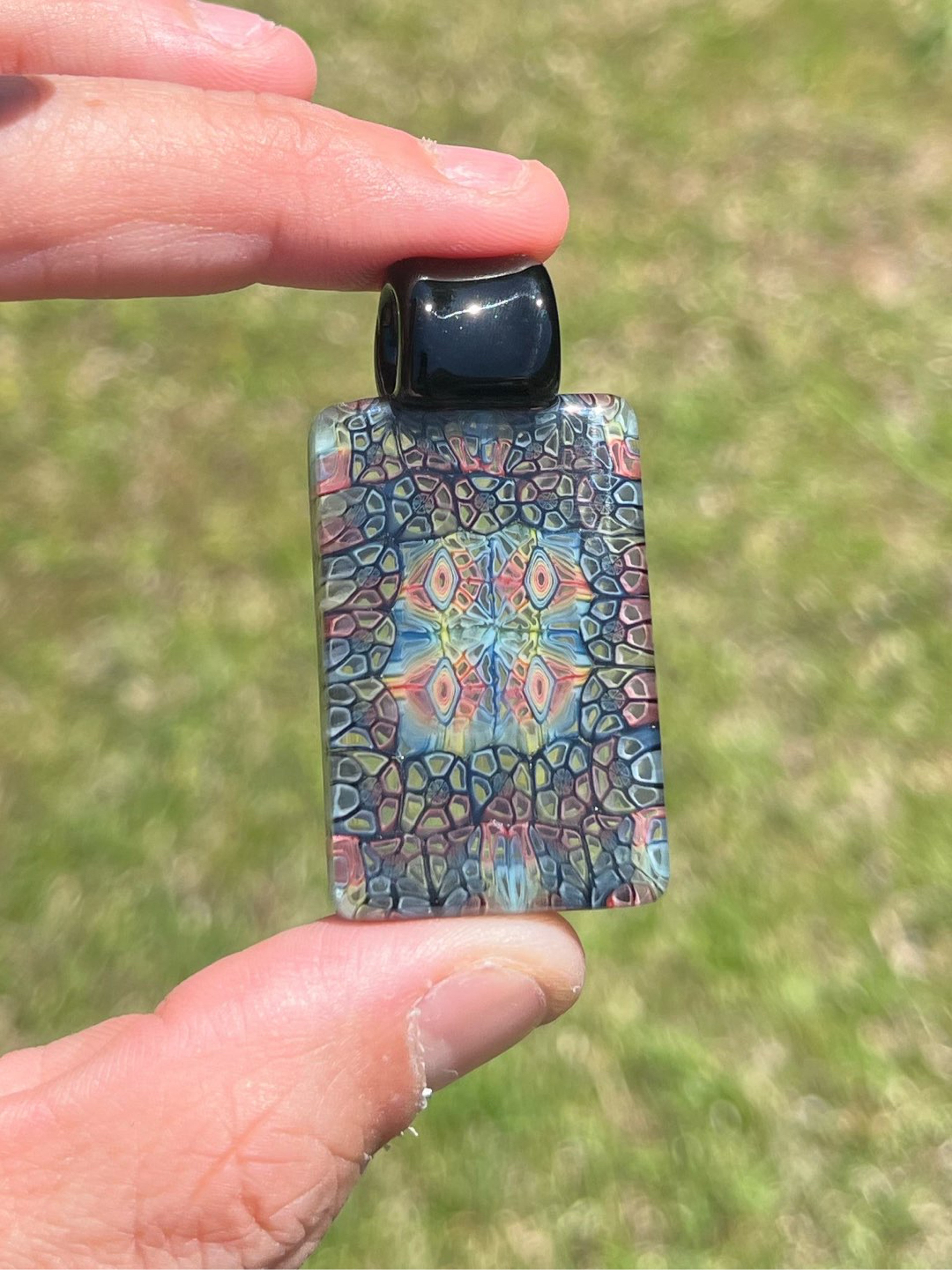 Preview pic of 2023 Jeff Heathbar Rainbow Murrine Tile Pendant