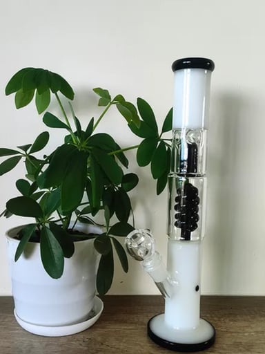 Preview pic of 13.4 Inch Grace Glass Black Coil diffused Downstem Bong