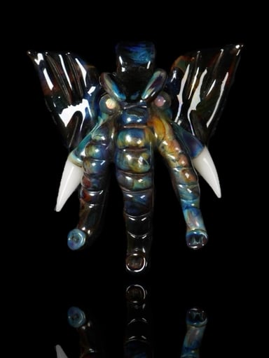 Preview pic of Luff Glass Triple Tusk Opal Elephant Pendant
