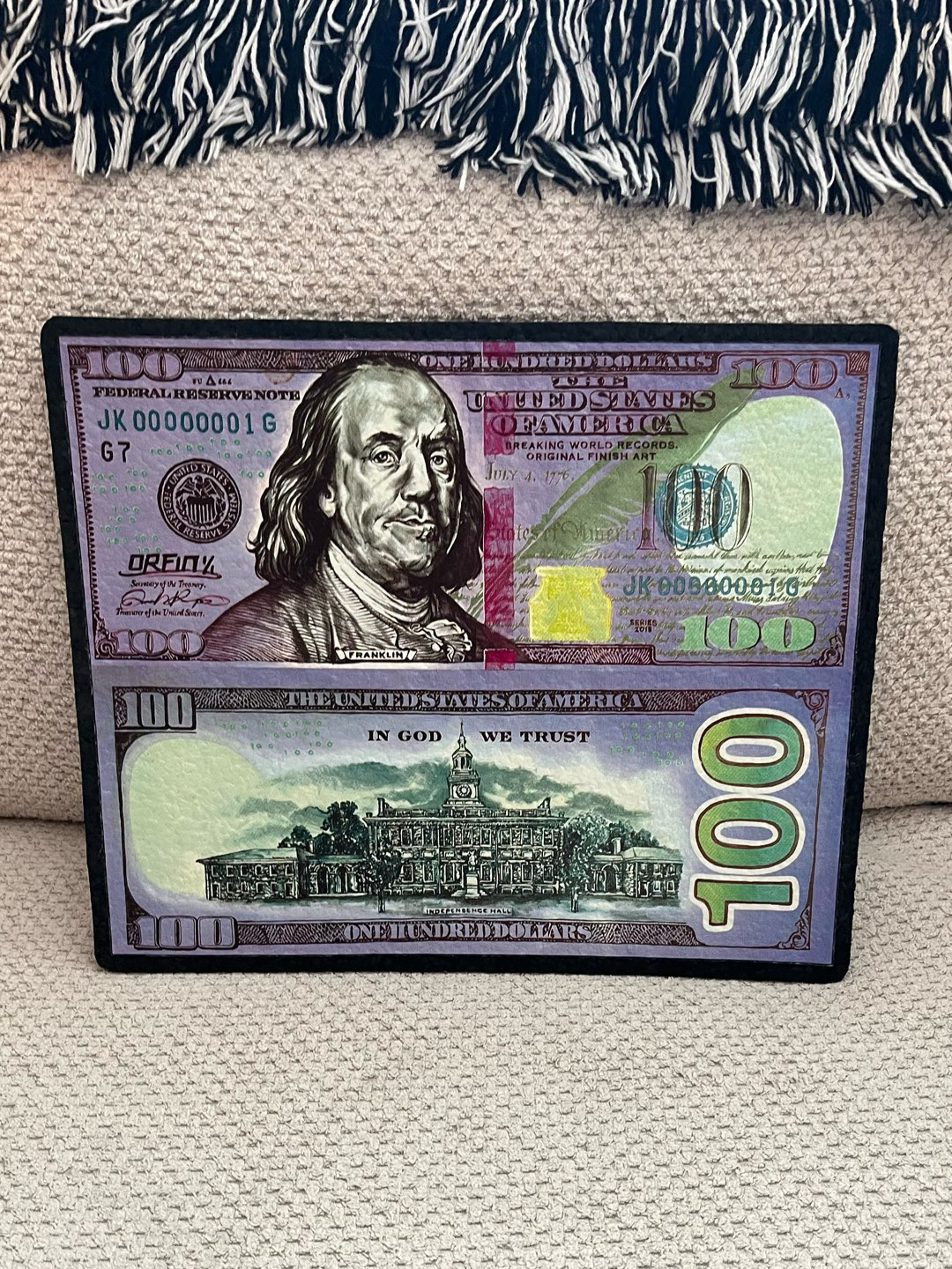 Preview pic of $100 Purple Bill Mat by Orfin x Moodmats