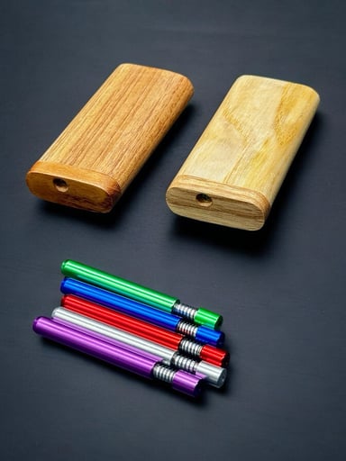 Preview pic of 2-Pack Handcrafted Walnut Wood Dugouts – Made in USA – Includes 5 Self-Cleaning One-Hitter Pipes