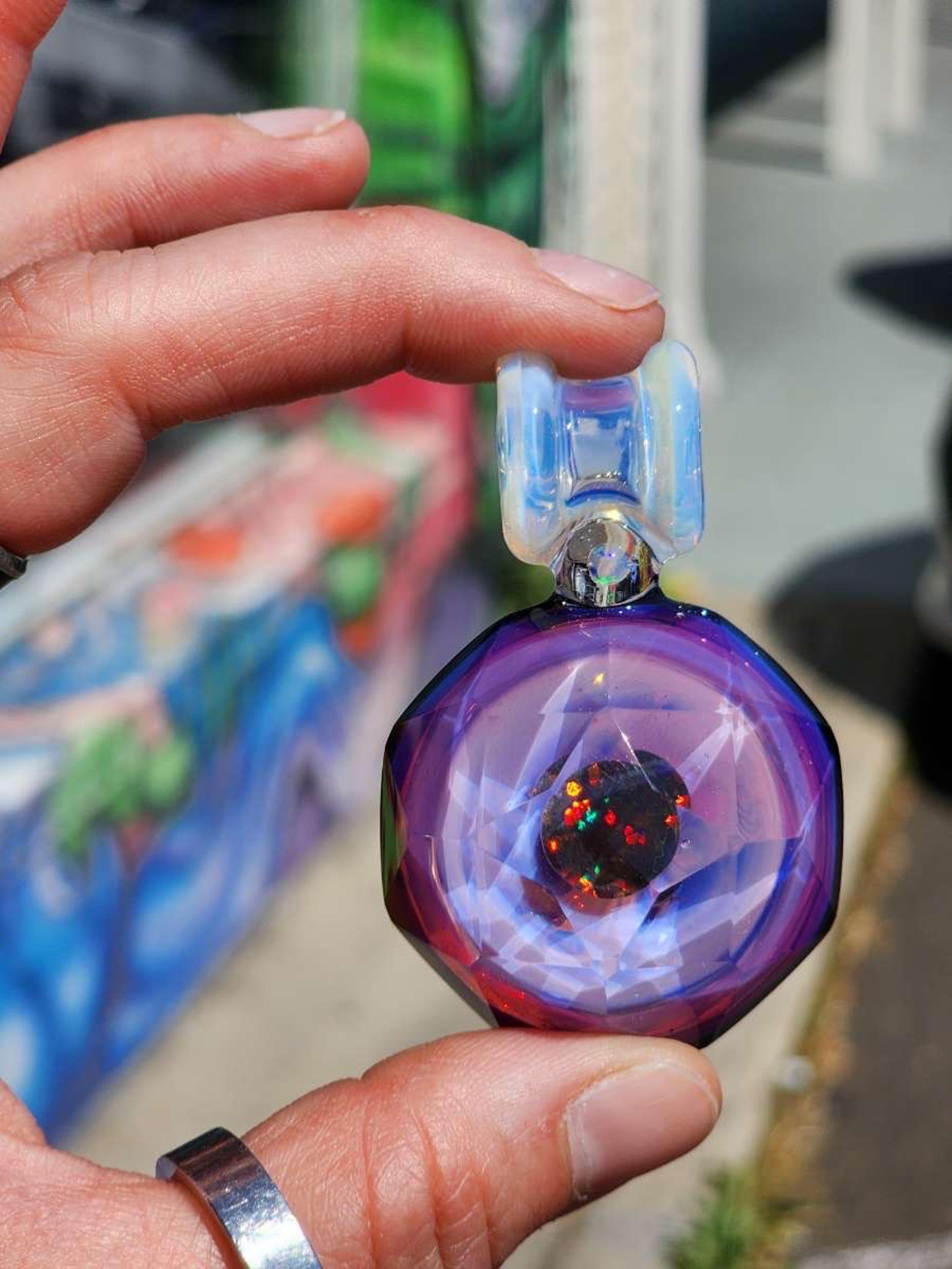 Preview pic of Faceted boro boy pendant.