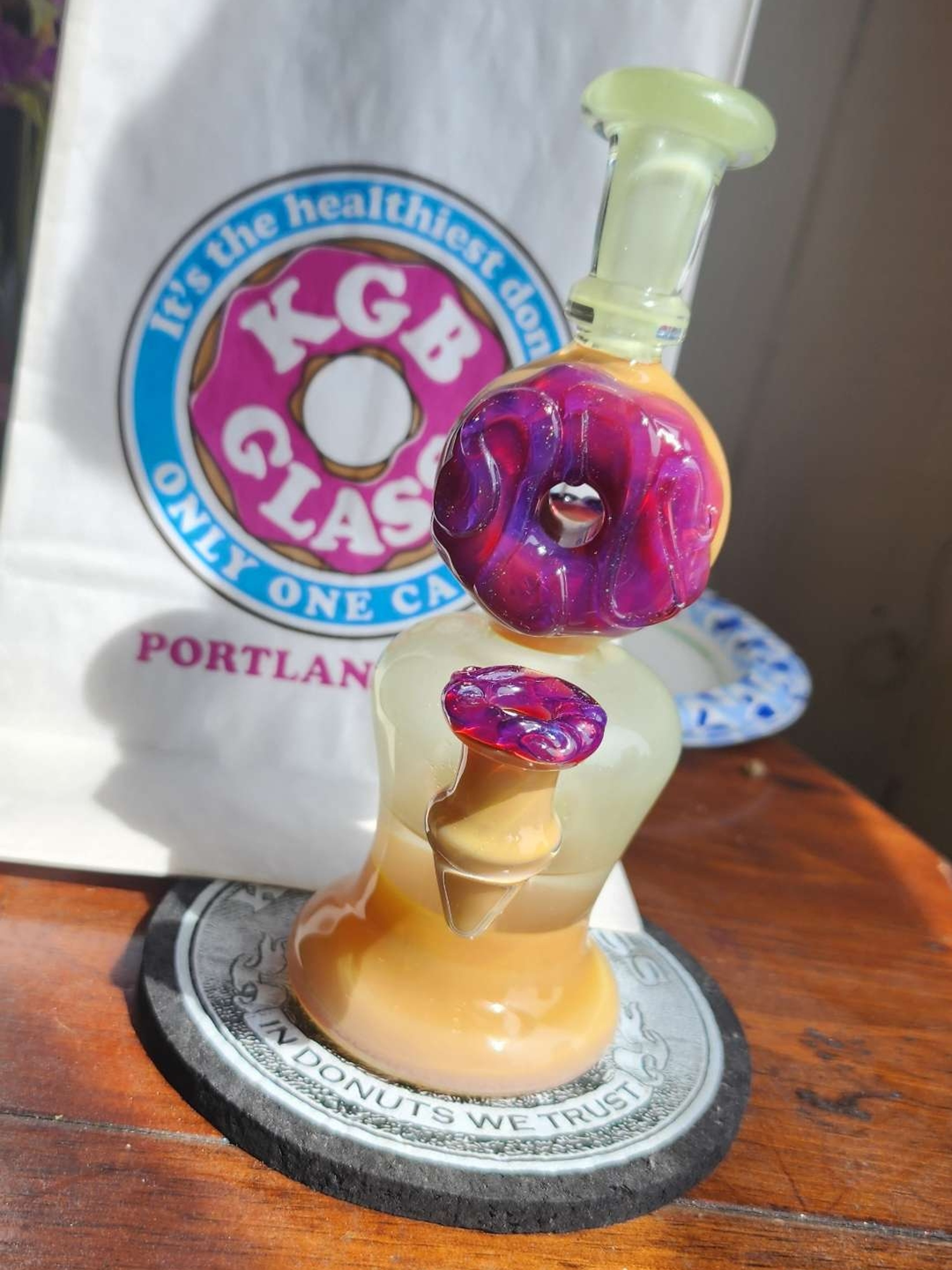 Preview pic of KGB  nut with quartz Banger carb cap signed mood mat and bag
