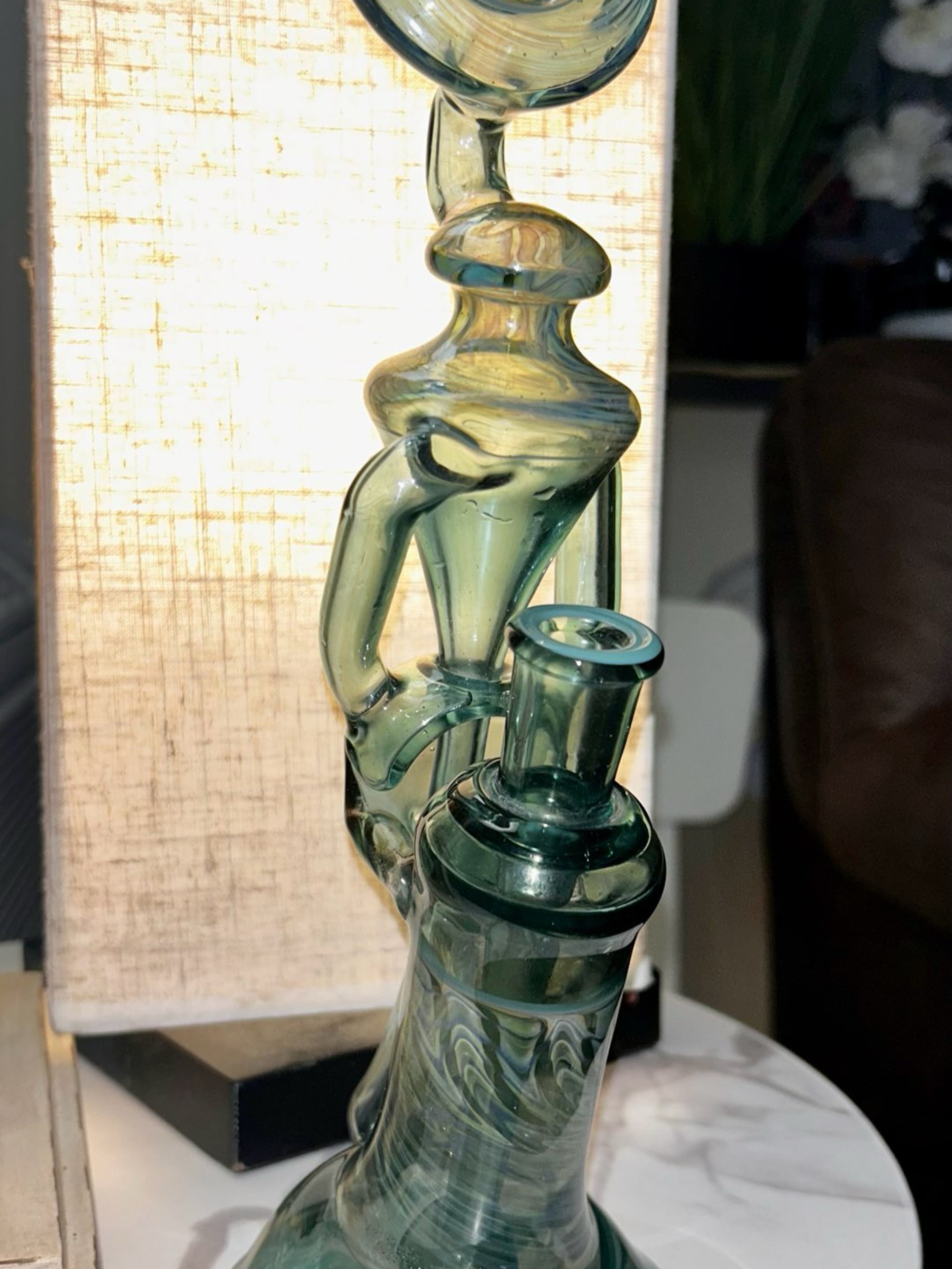 Preview pic of American glass custom Heady wig wag double bubbler recycler