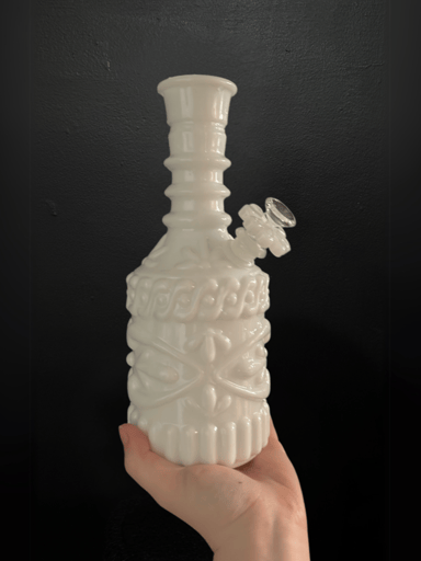 Preview pic of Vintage White Milk Glass Jim Beam Decanter Bong