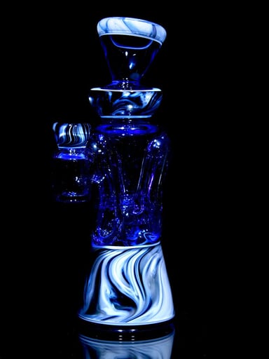 Preview pic of Rycrafted - Fully-worked Mid-size Double-uptake Rycycler -  Blue Dream/Custom Marble Tech/White Lotus Lippies - 10mm Female