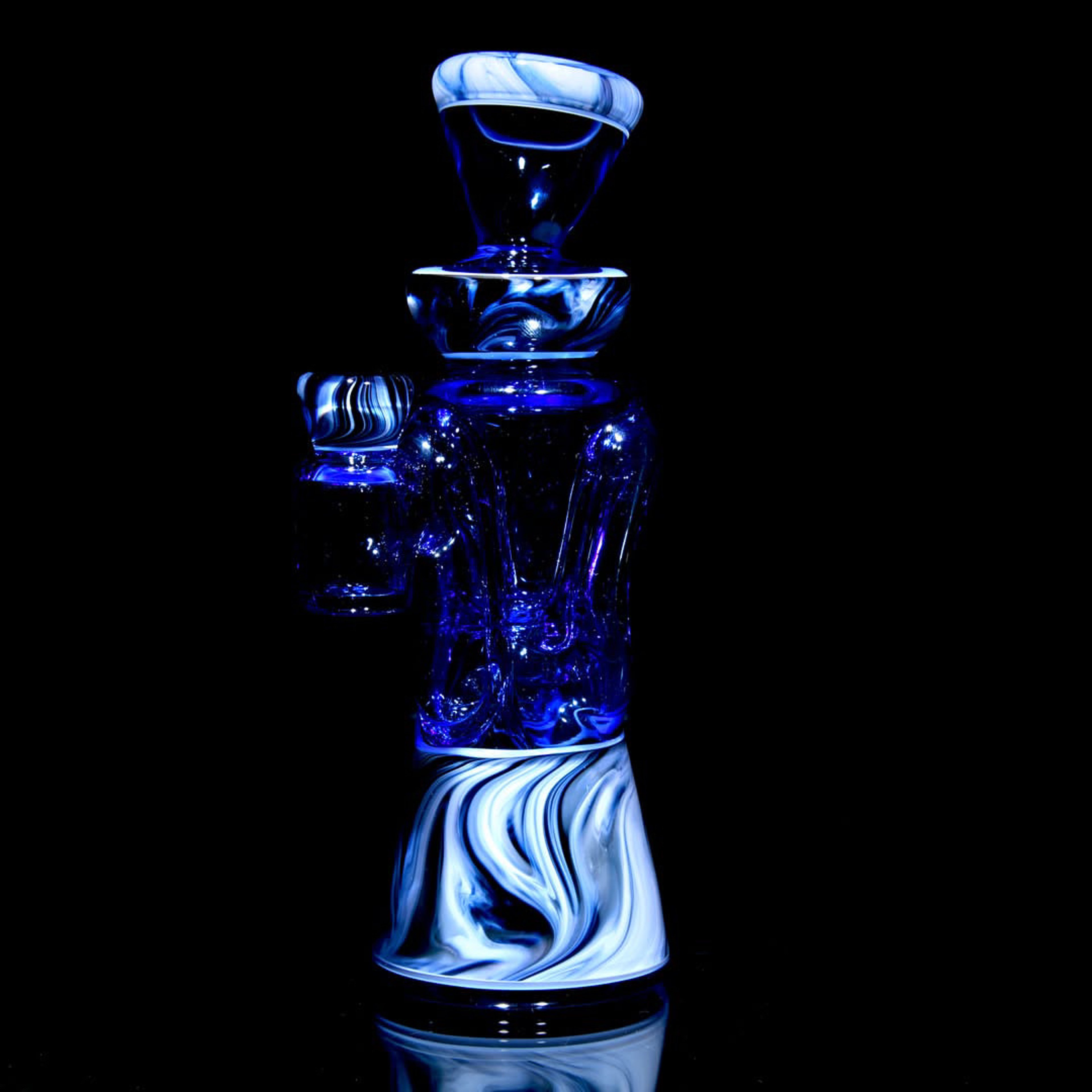 Preview pic of Rycrafted - Fully-worked Mid-size Double-uptake Rycycler -  Blue Dream/Custom Marble Tech/White Lotus Lippies - 10mm Female