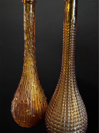 Preview pic of Vintage Empoli Amber Genie Bottle Bong