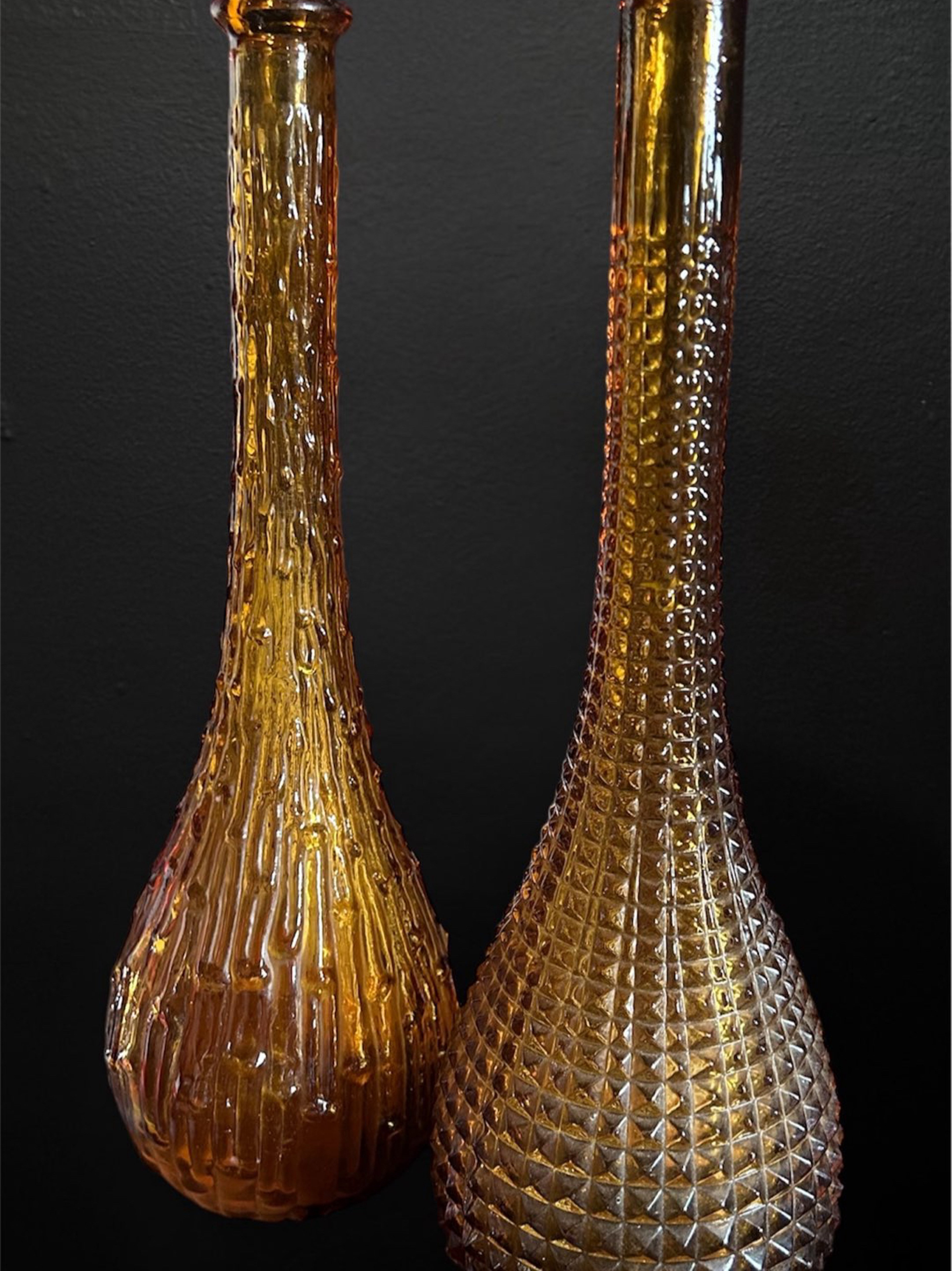 Preview pic of Vintage Empoli Amber Genie Bottle Bong