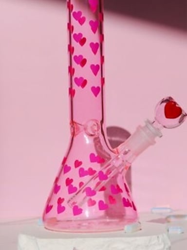 Preview pic of Pink Heart Glass Bong Water Pipe – Cute & Functional