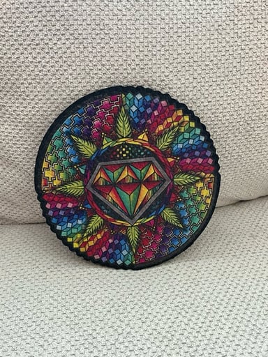 Preview pic of Geometric Diamond 8” Round Mat by Dennis Kwade x Moodmats