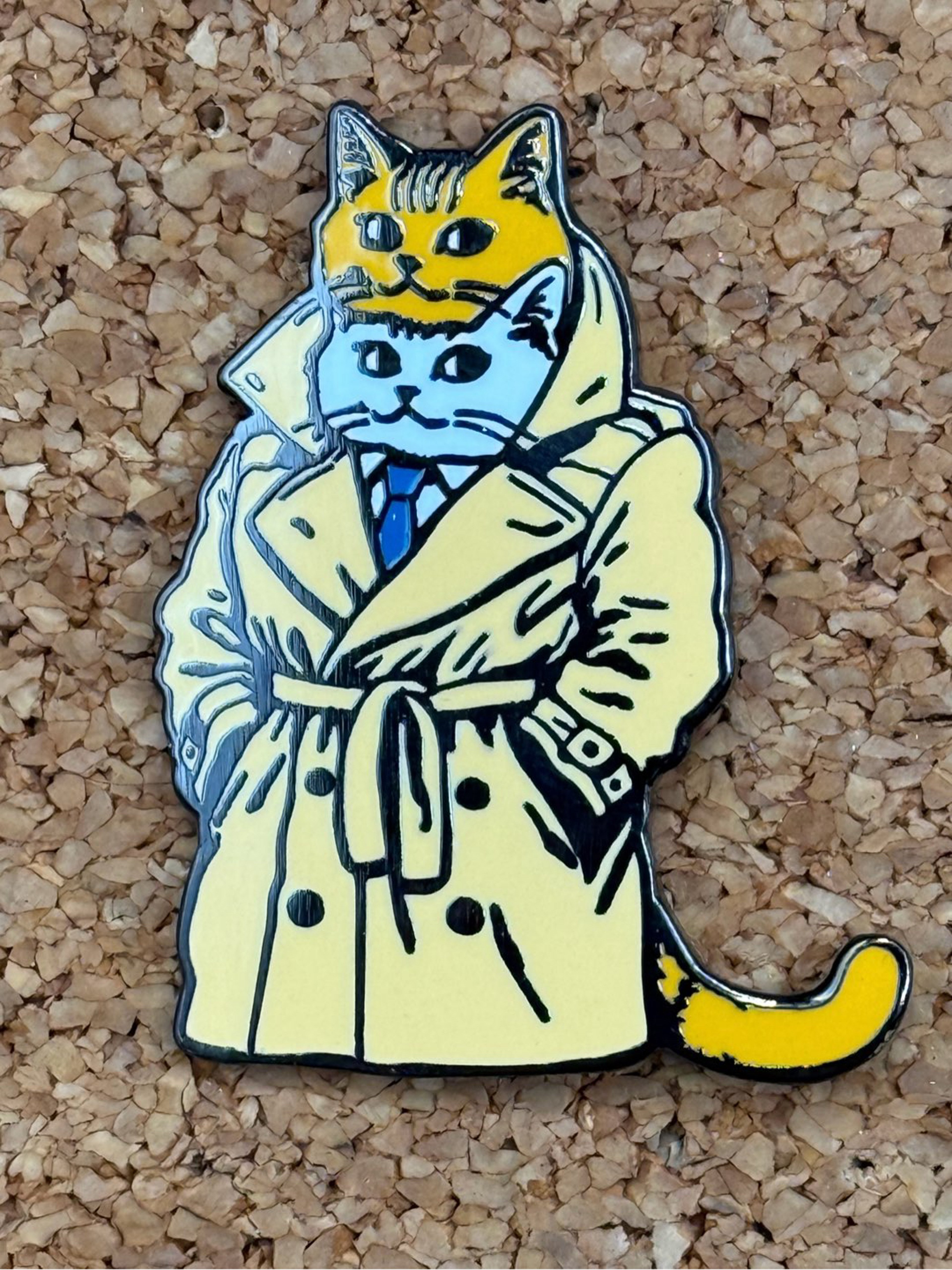 Preview pic of Trench coat cat pin