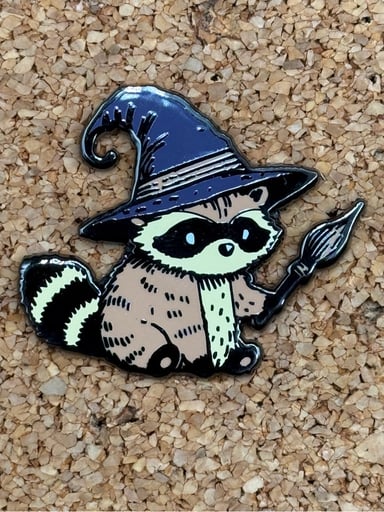 Preview pic of Mage raccoon pin