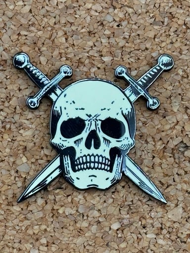 Preview pic of Skull and swords pin