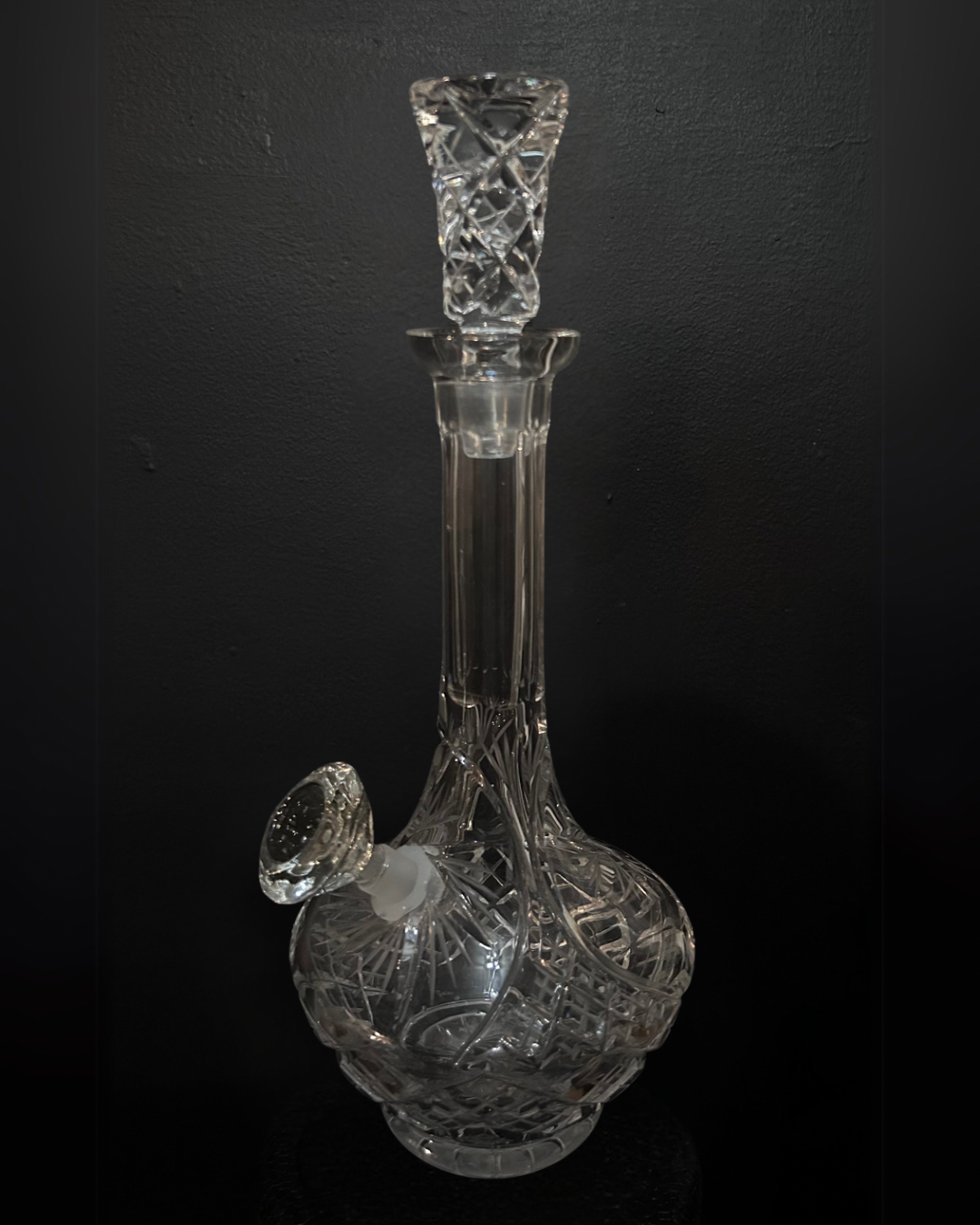 Preview pic of Vintage American Cut Crystal Decanter Bong