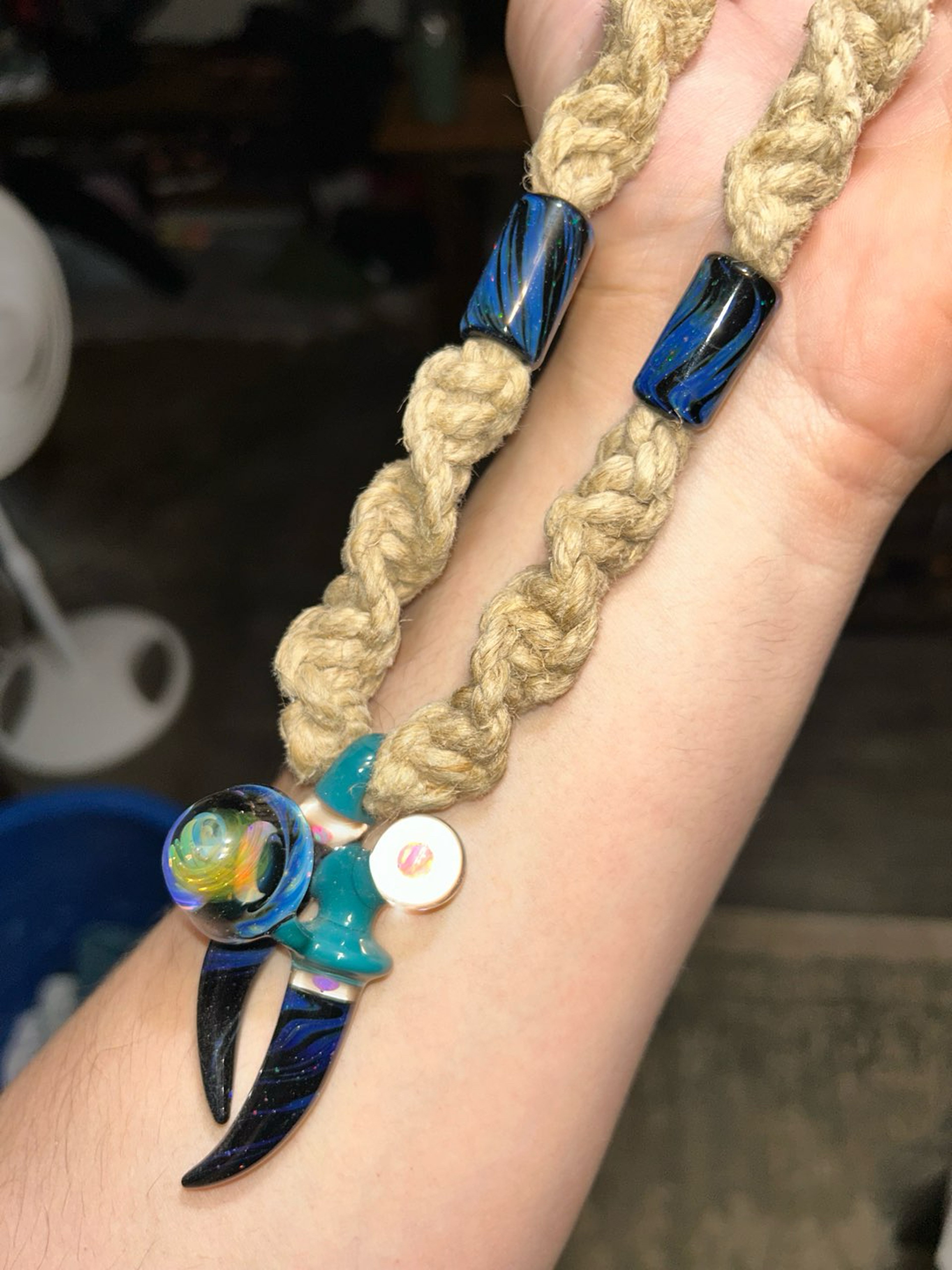 Big Z Glass Space Key with Space Beads image 0