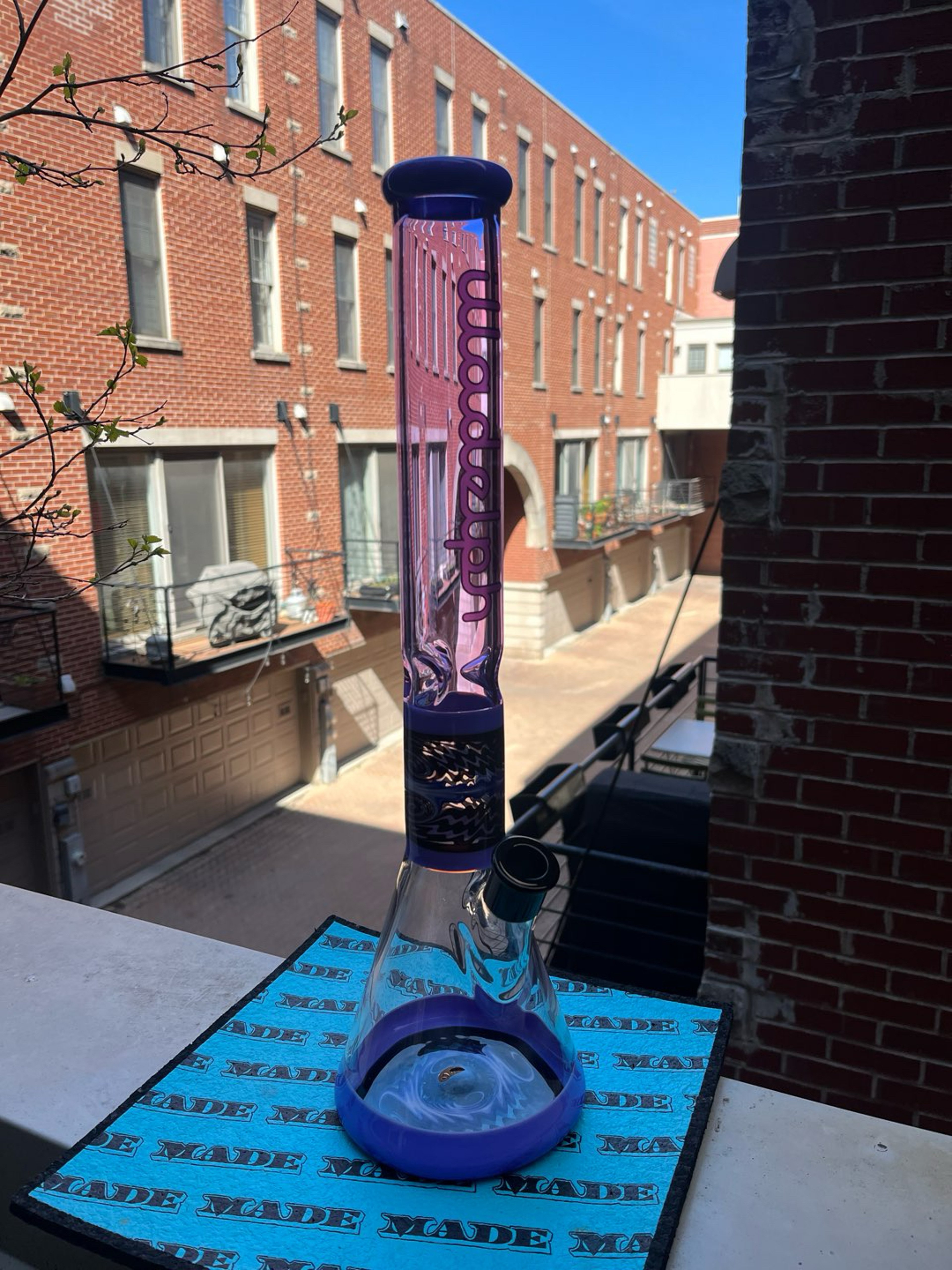 Illadelph Worked Joker Beaker w/ Purple Glass & Milky Accents image 0