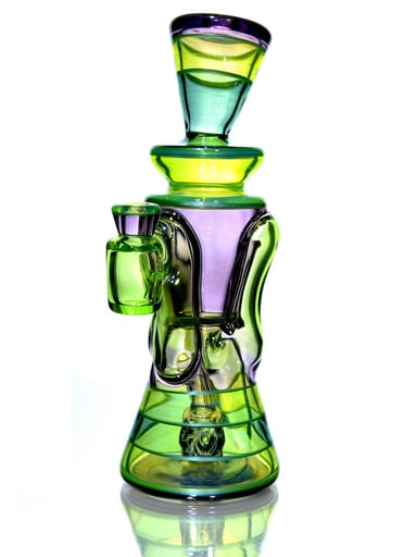 Preview pic of Rycrafted - Fully-worked Full-size Double-uptake Rycycler -  Nightshade w/ Haterade, Ectoplasm, Atlantis, Chromium Lippies - 10mm Female
