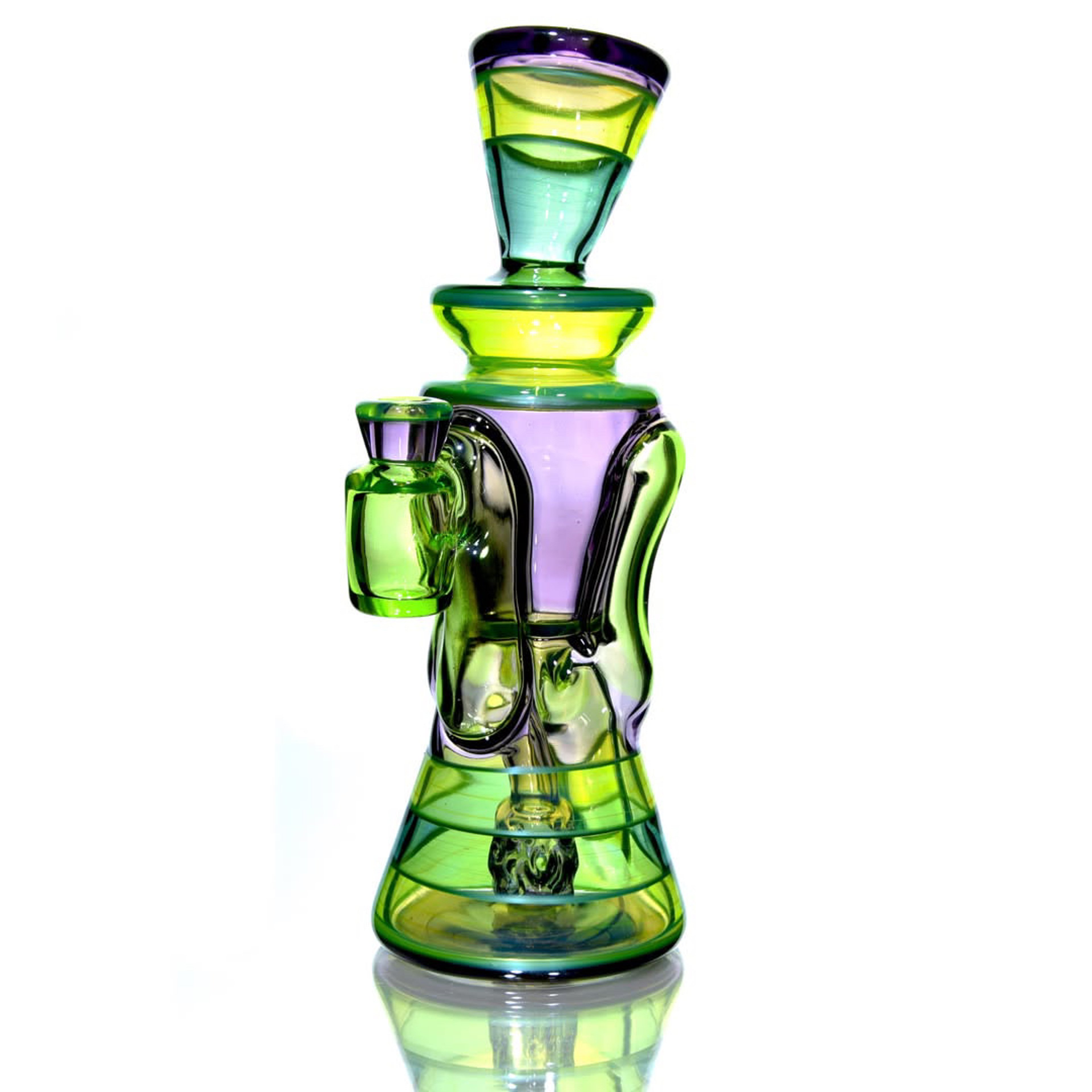 Preview pic of Rycrafted - Fully-worked Full-size Double-uptake Rycycler -  Nightshade w/ Haterade, Ectoplasm, Atlantis, Chromium Lippies - 10mm Female
