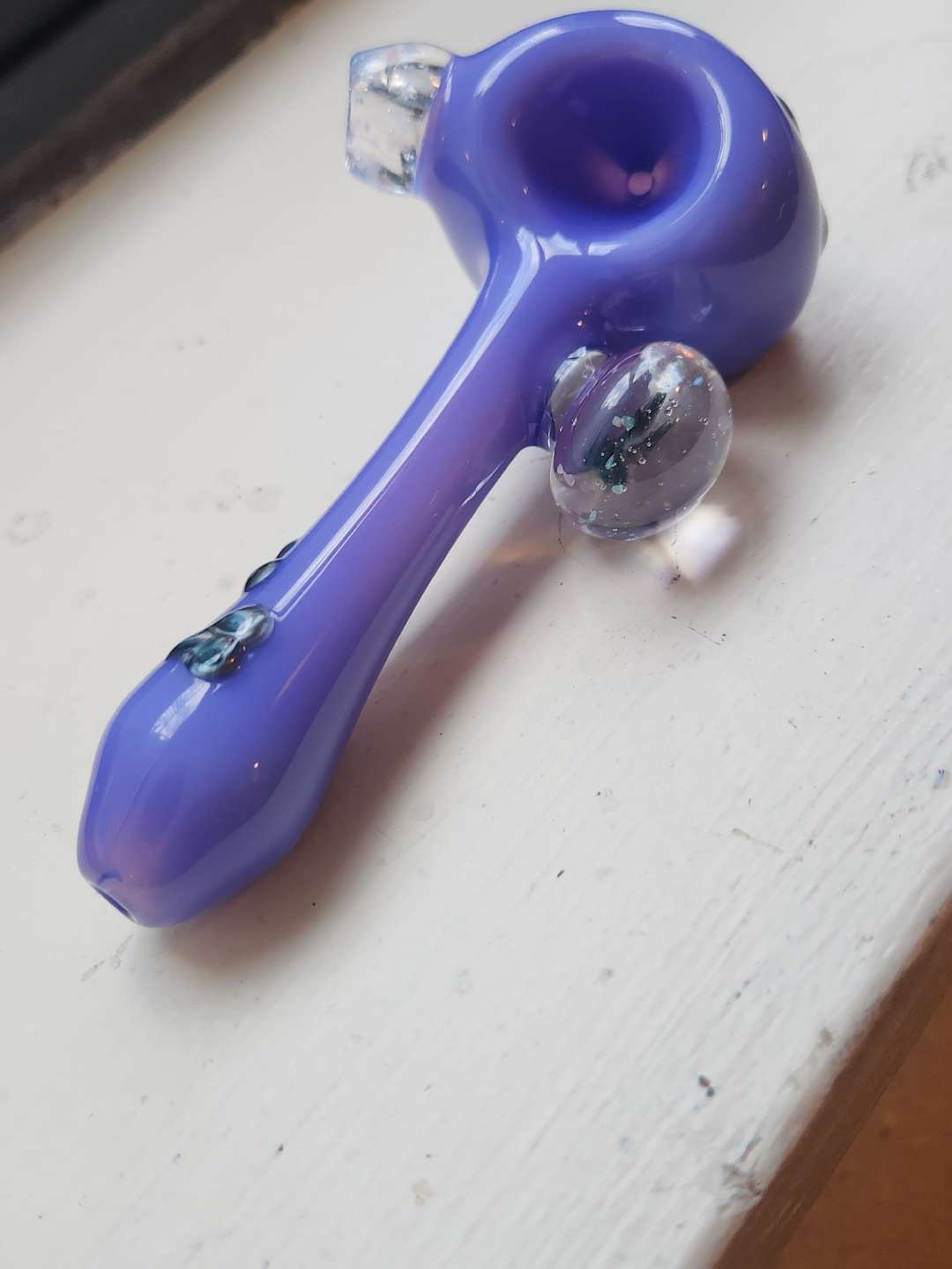 Preview pic of Purple spoon w/ crushed opal and neptunium hearts