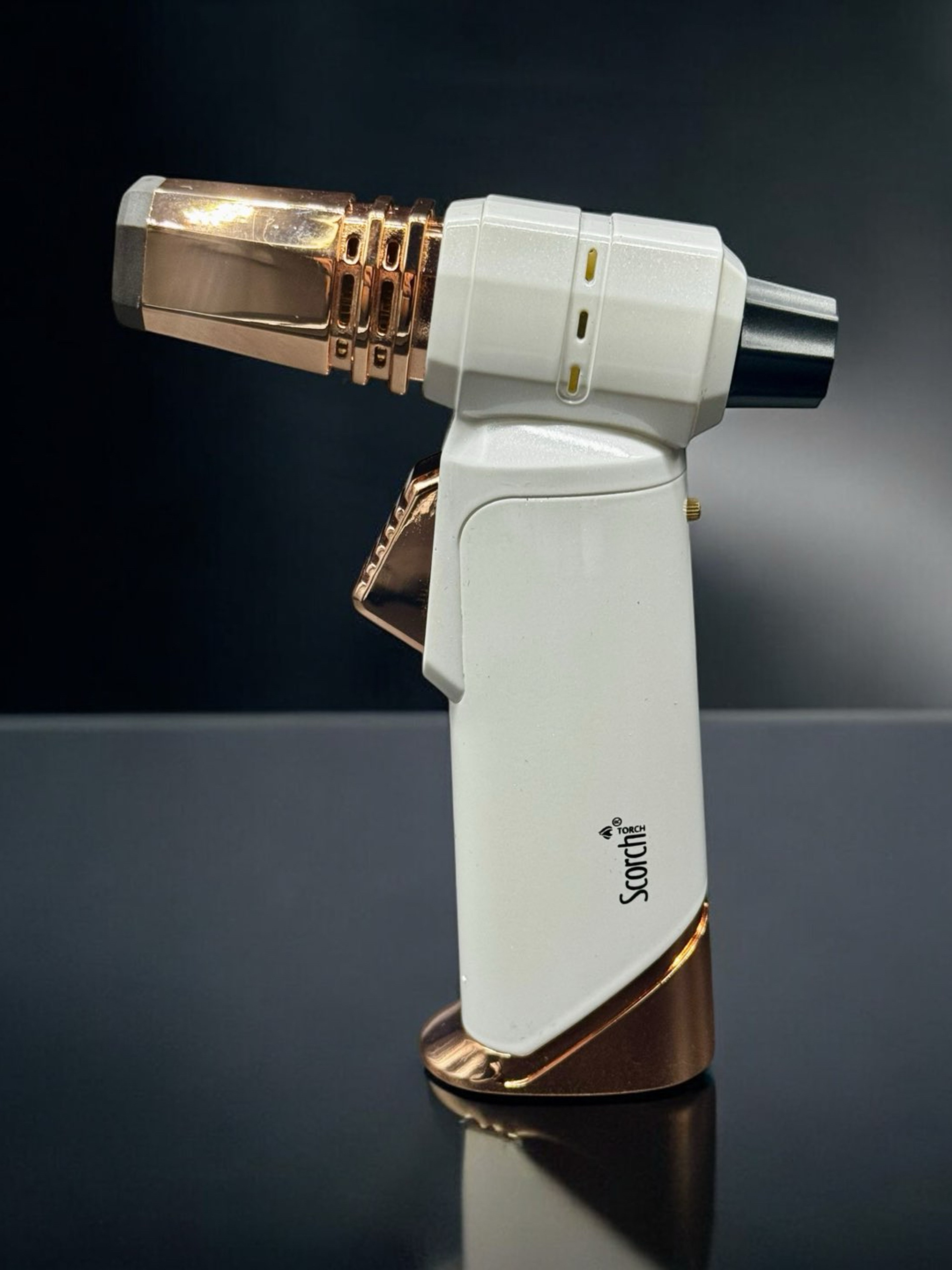 Preview pic of Scorch Torch 5.5” Butane Torch Lighter – White & Rose Gold | Model 61694 | Adjustable Flame + Lock | Prefilled Butane