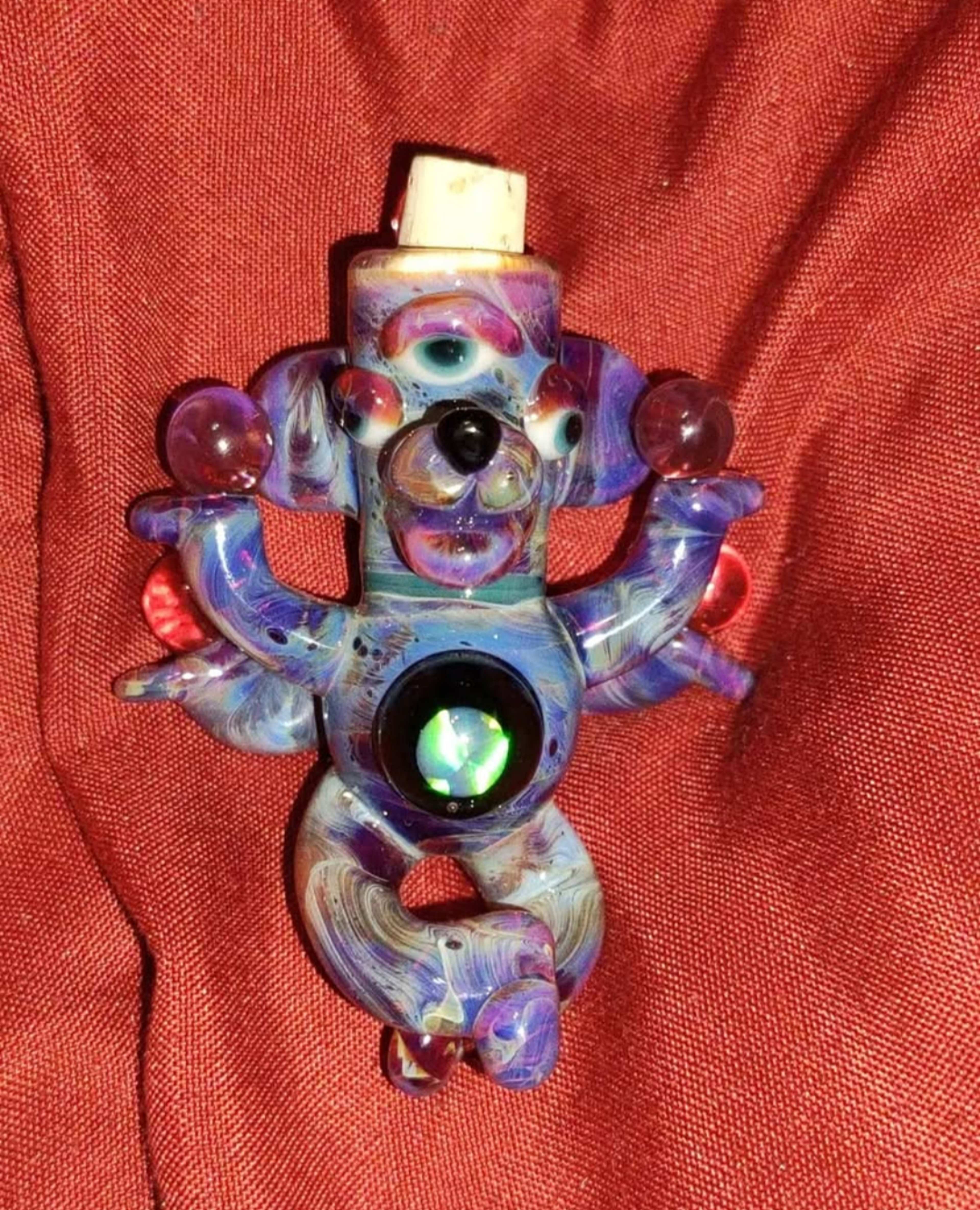 Bear pendant with opal for a necklace image 0