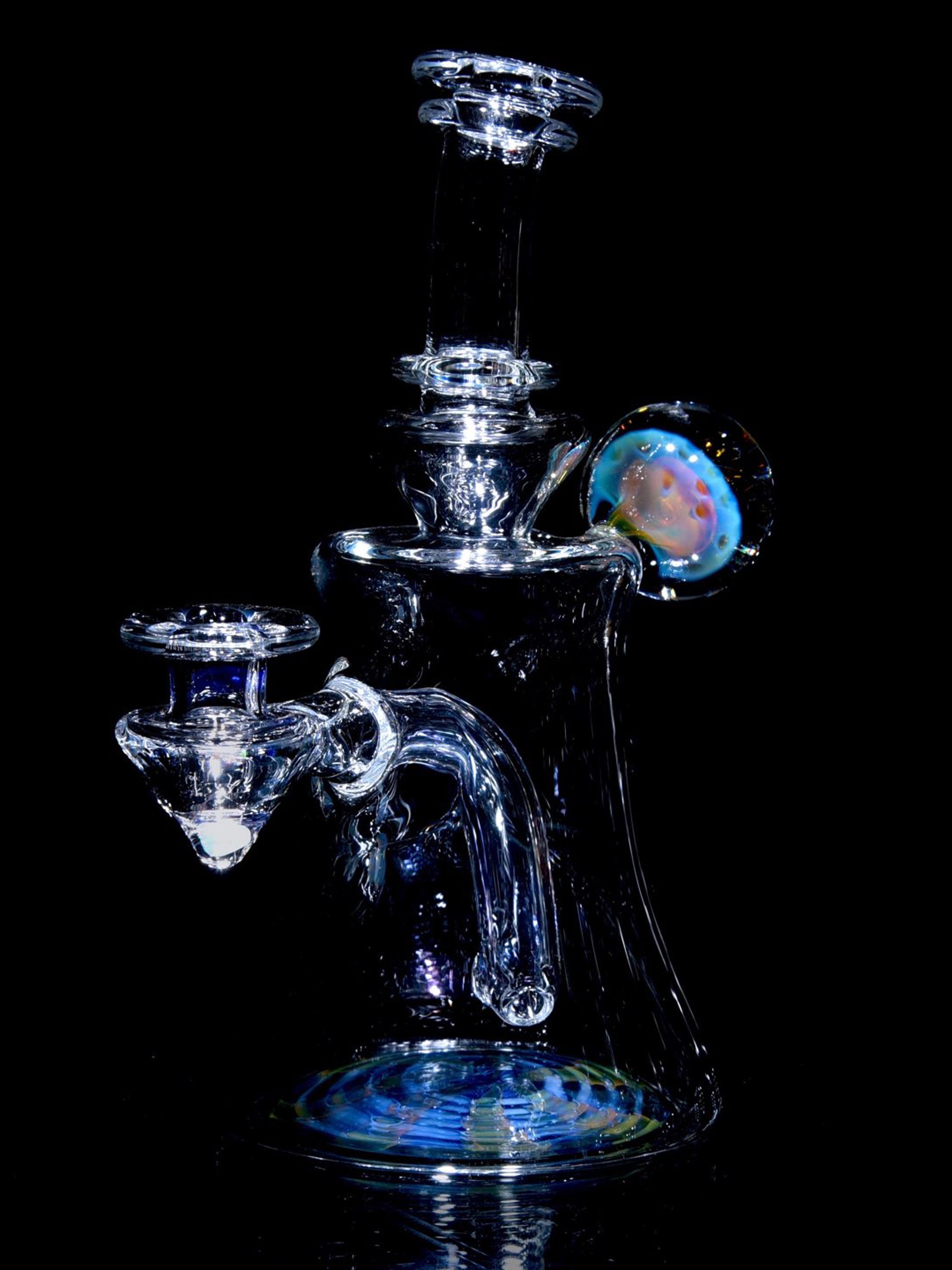 Preview pic of Jakers Glass - Fumed Wrap & Rake Base Banger Hanger w/ Implosion & Opal Joint - 10mm Female