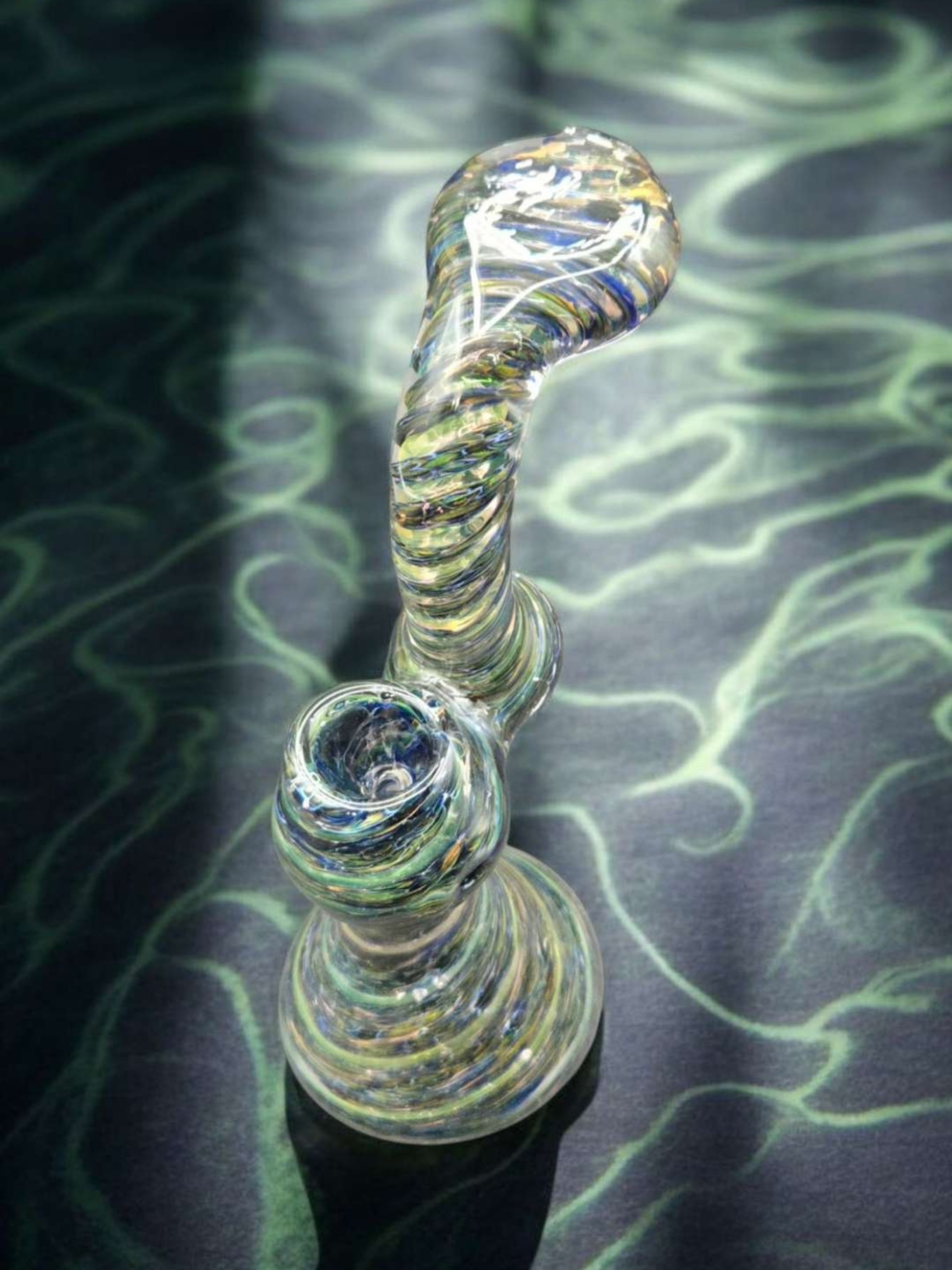 Preview pic of Black n Green swirl Bubbler