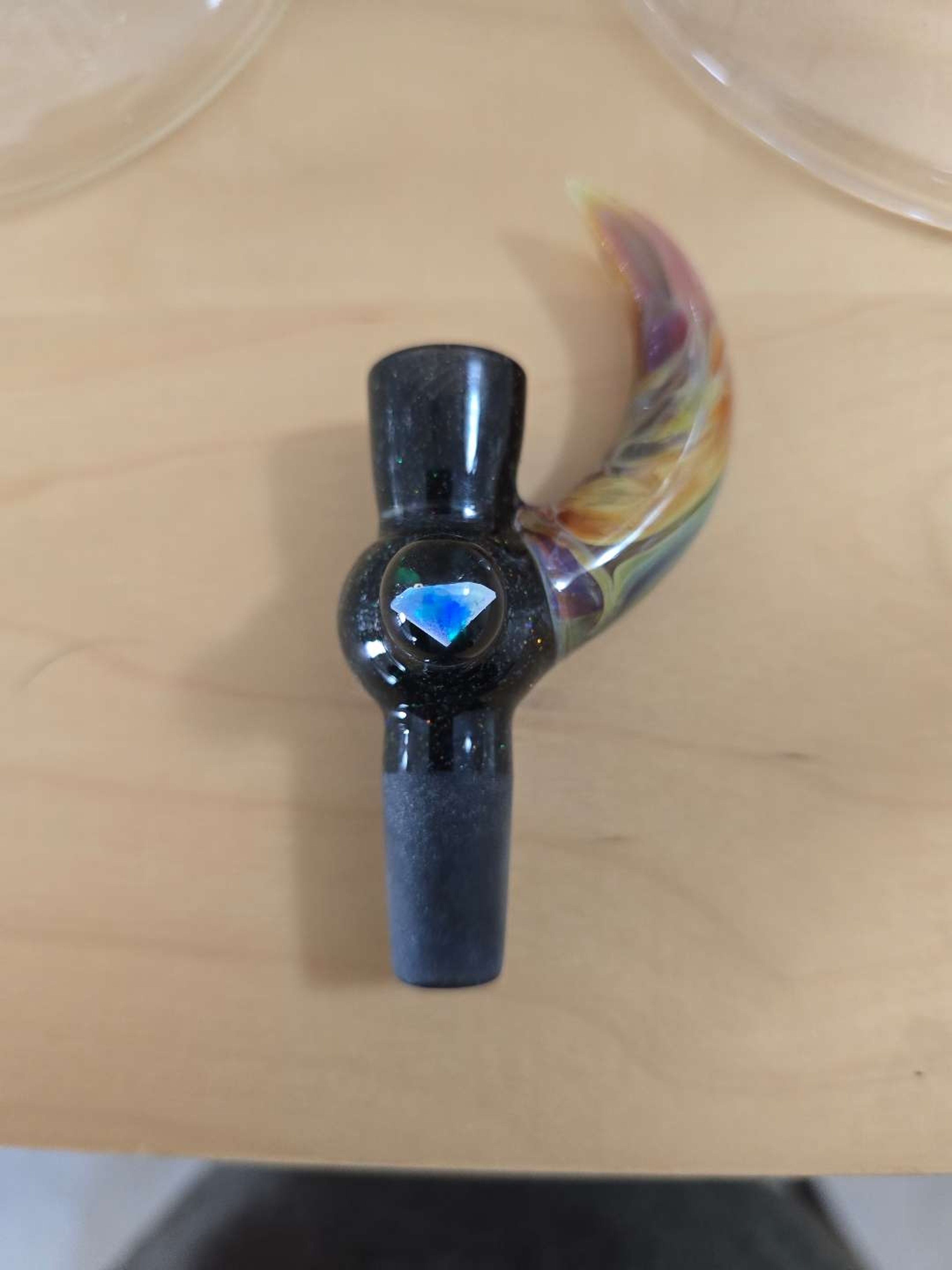 Borocat Cropal slide with horn and encased faceted opal image 0