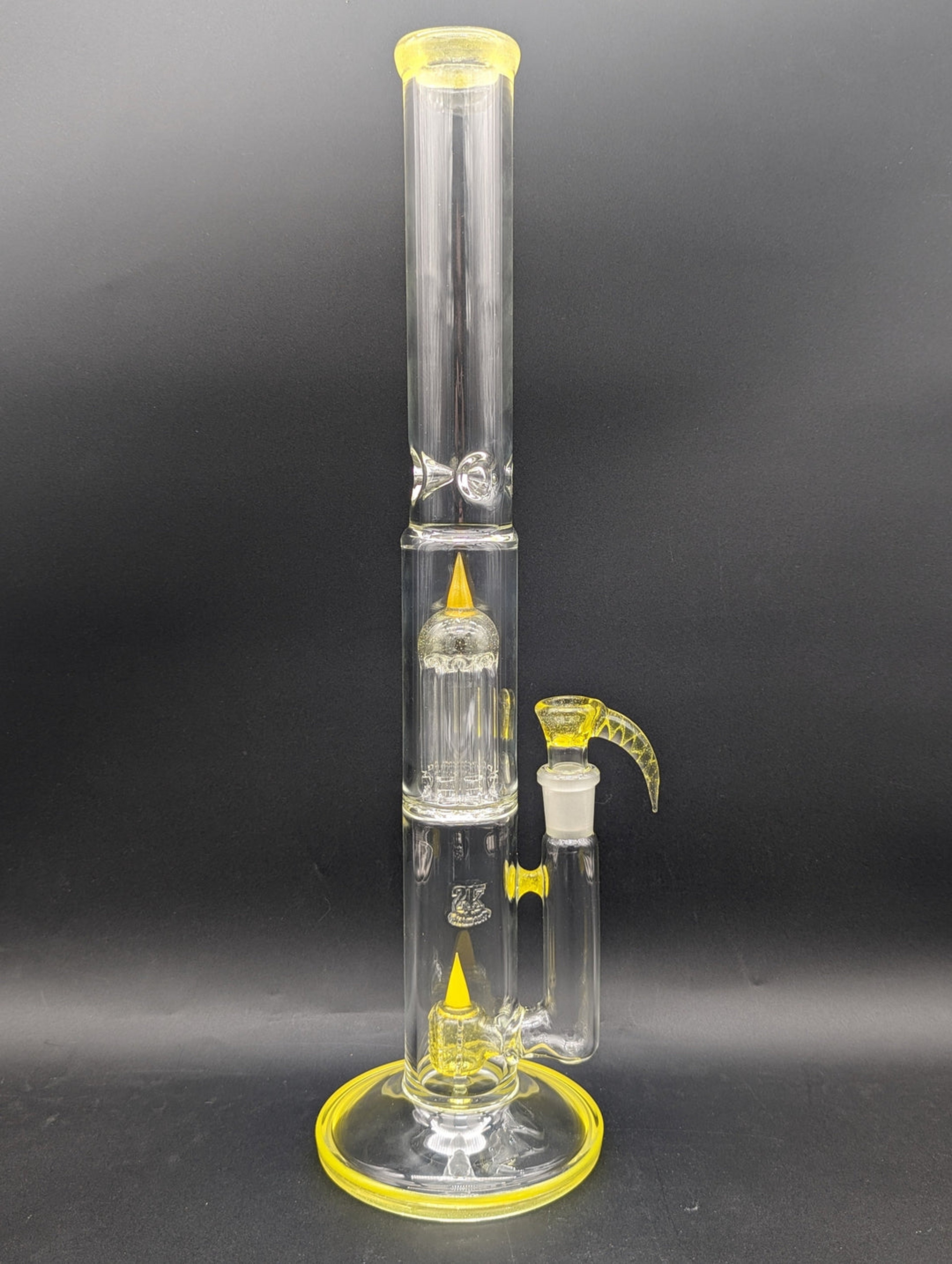 Preview pic of 2K GLASS 180 GRID TO 8-ARM BONG w/ MATCHING 4 HOLE SLIDE