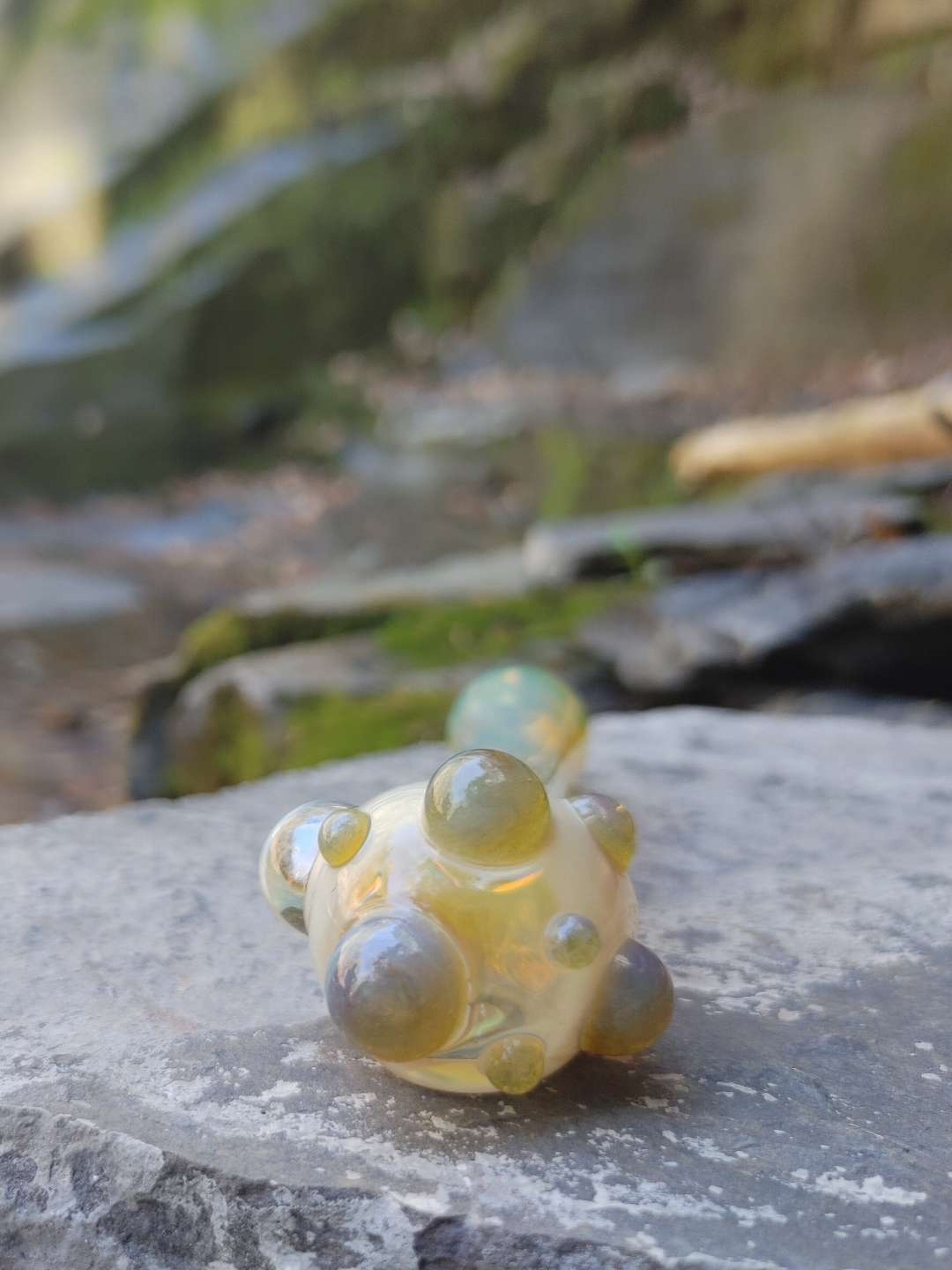 Preview pic of Fumed Glass Pipe with Color Accents and an Encased Opal!