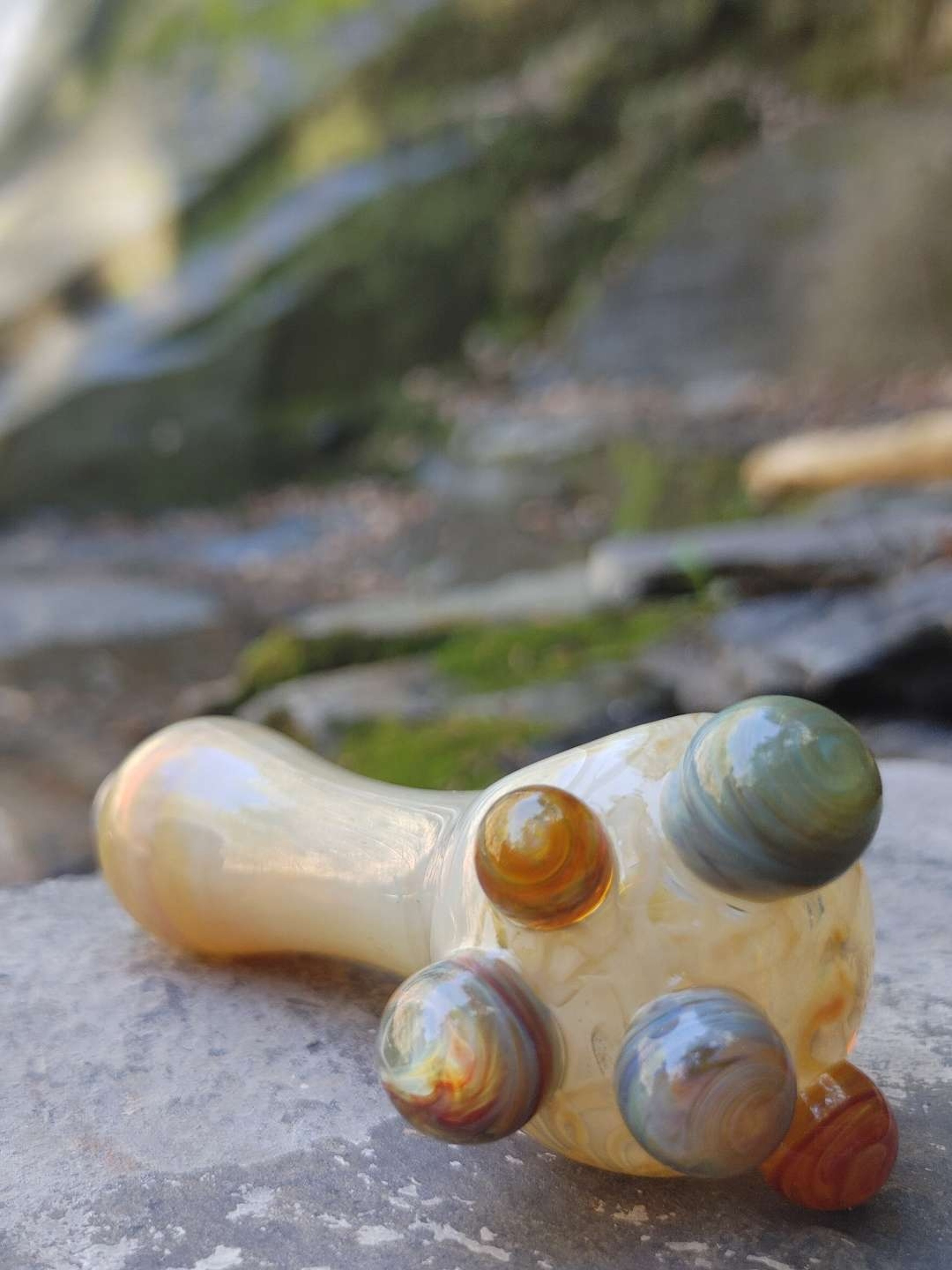 Preview pic of Fumed Glass Pipe with Color Accents! Hand Blown in Oregon!
