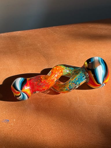 Preview pic of TWISTED multi-color multi-pattern glass bowl *BRAND NEW*