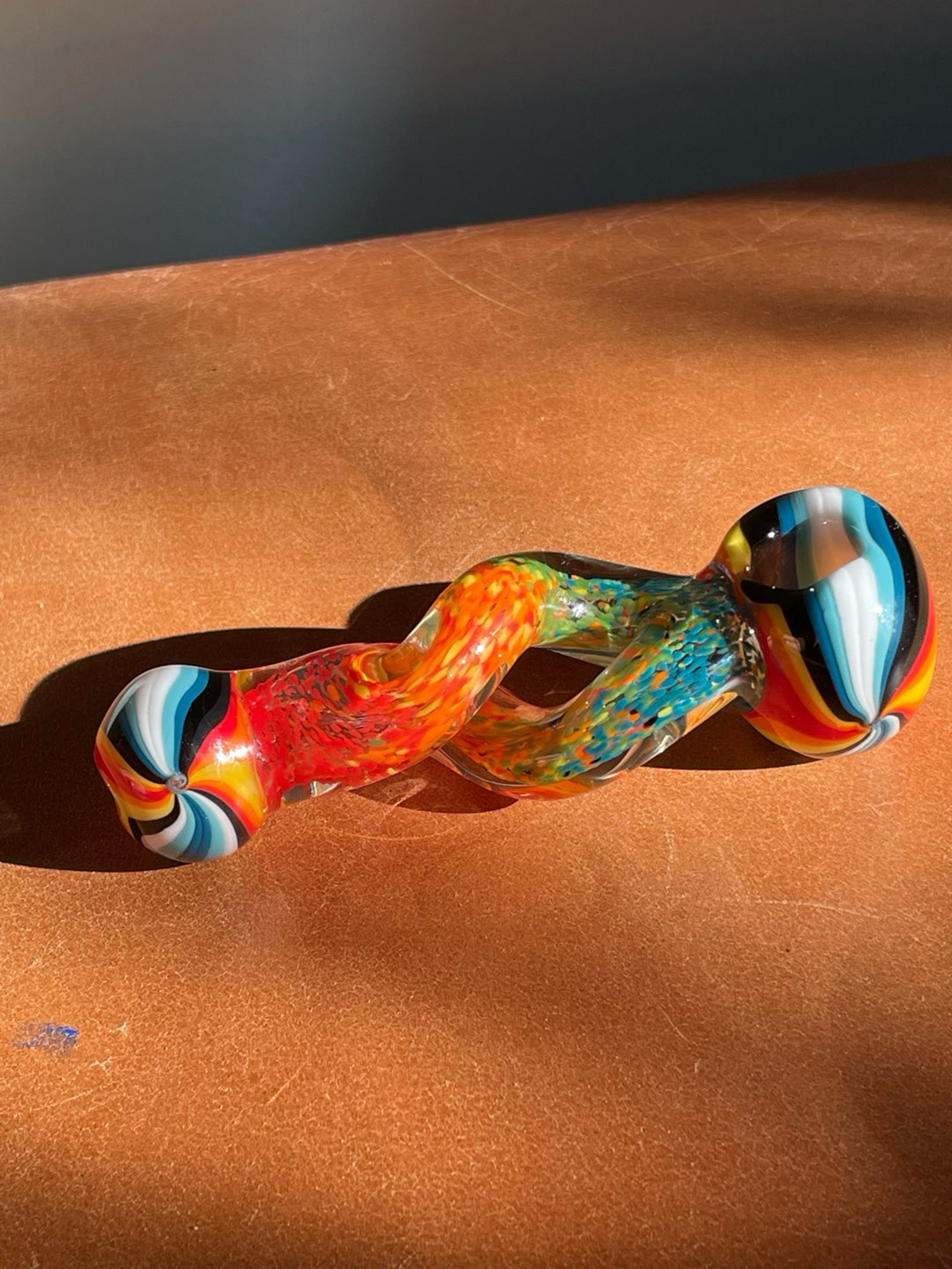 Preview pic of TWISTED multi-color multi-pattern glass bowl *BRAND NEW*