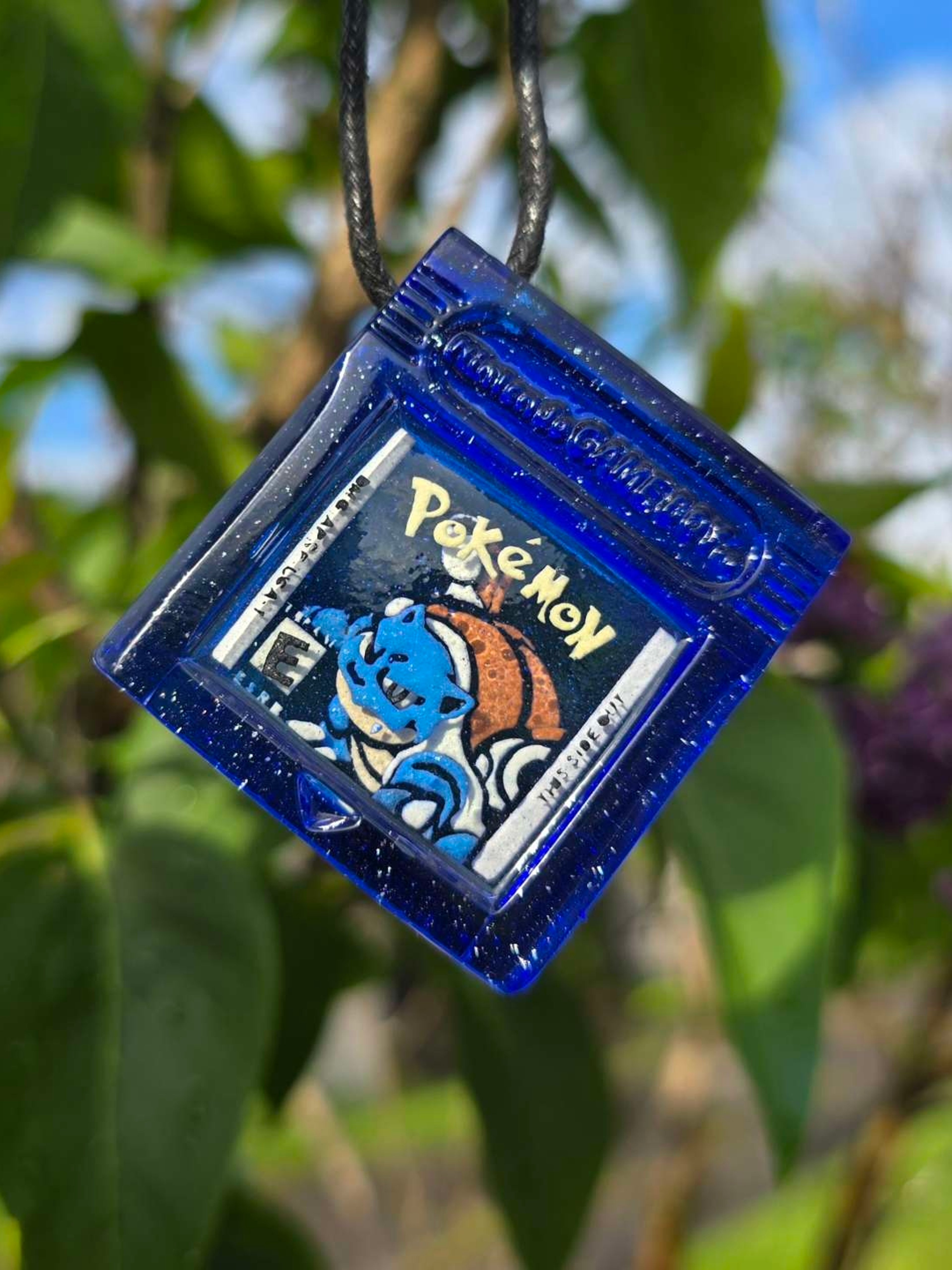 Preview pic of Pokemon Blue Blastoise Prototype Layered  Game Cartridge Glow Pendant