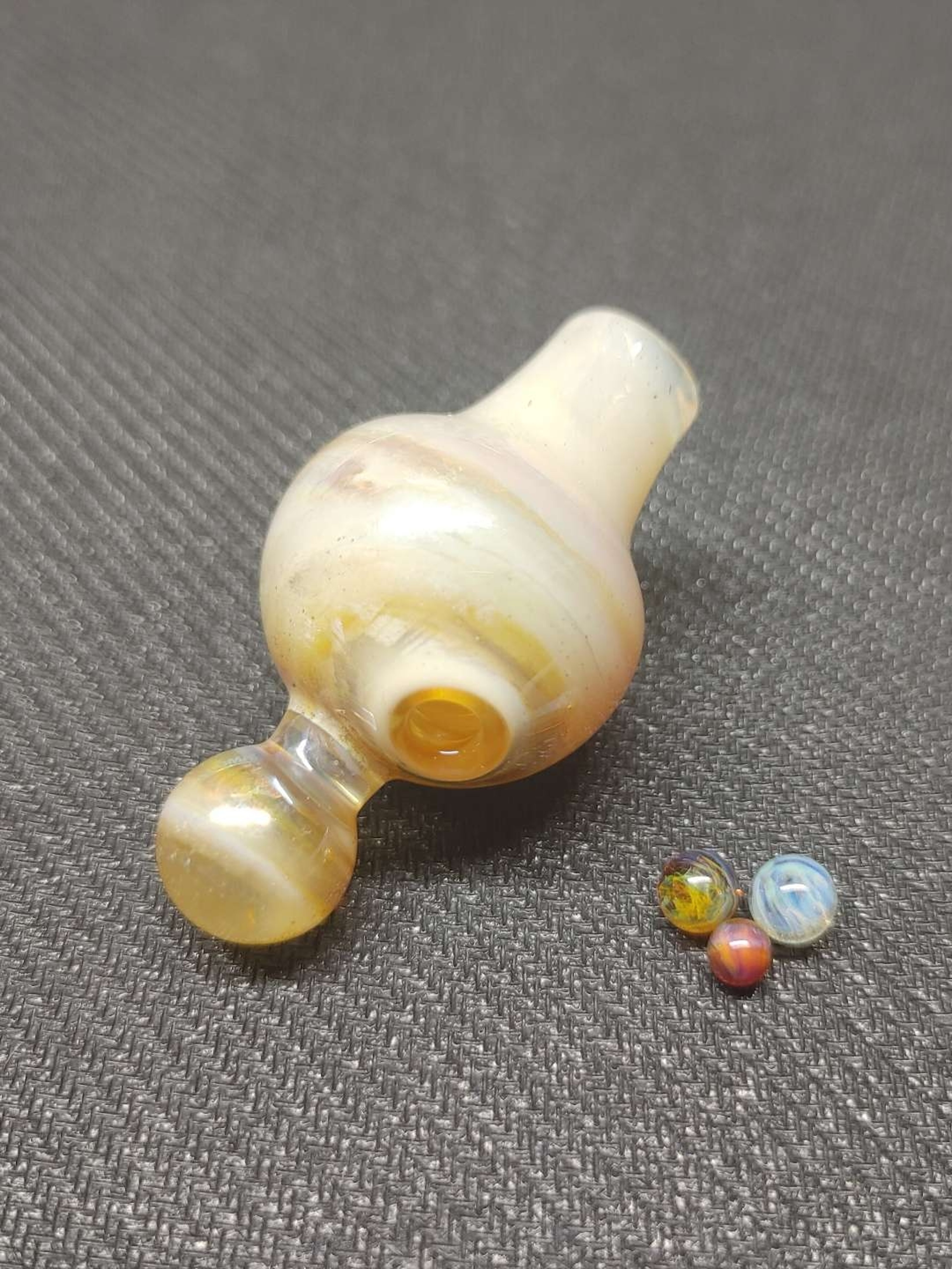 Preview pic of Fumed Carb Cap with Set of Terp Pearls! Hand Crafted in Oregon!