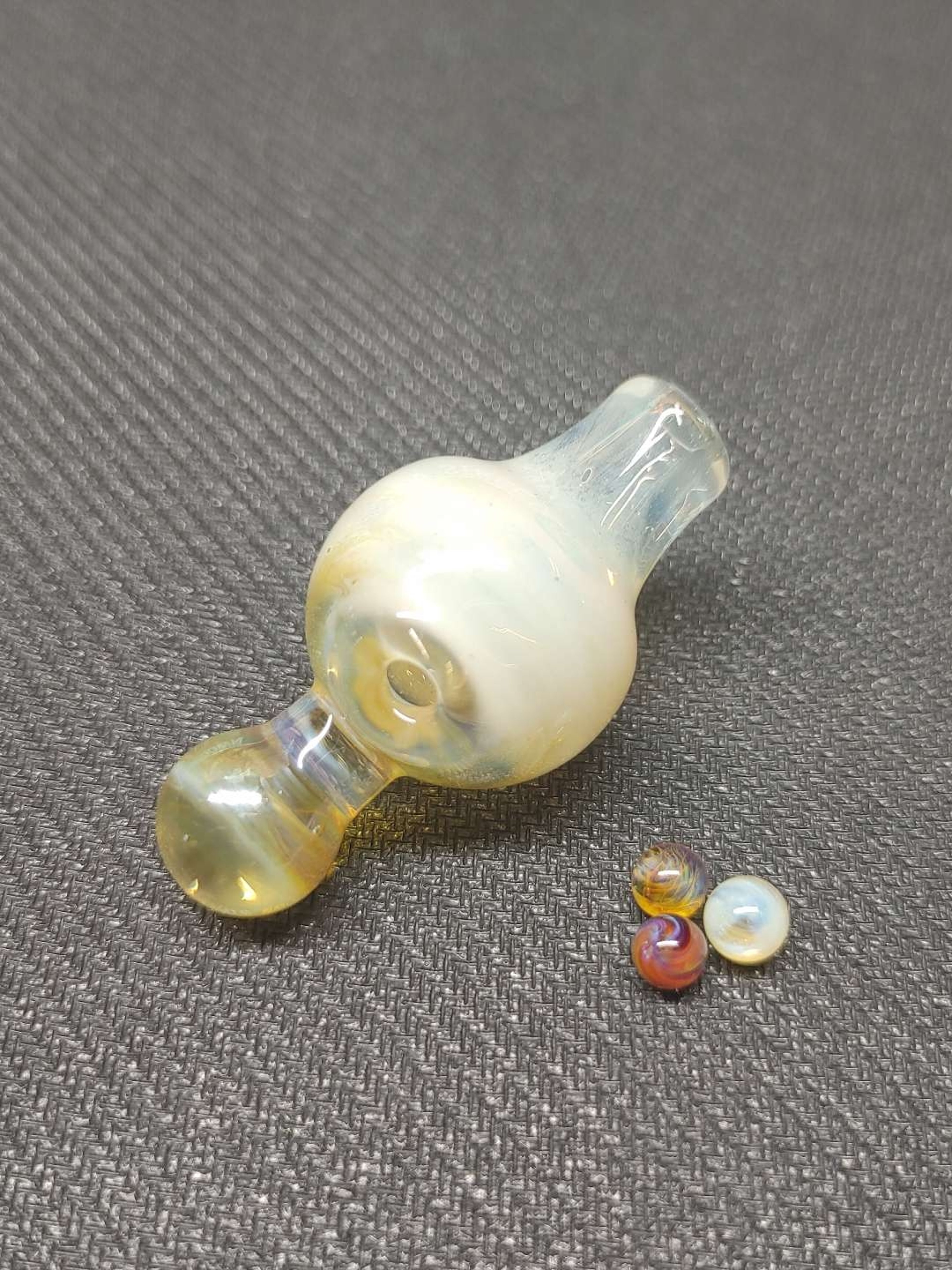Preview pic of Fumed Carb Cap with Set of Terp Pearls! Hand Crafted in Oregon!