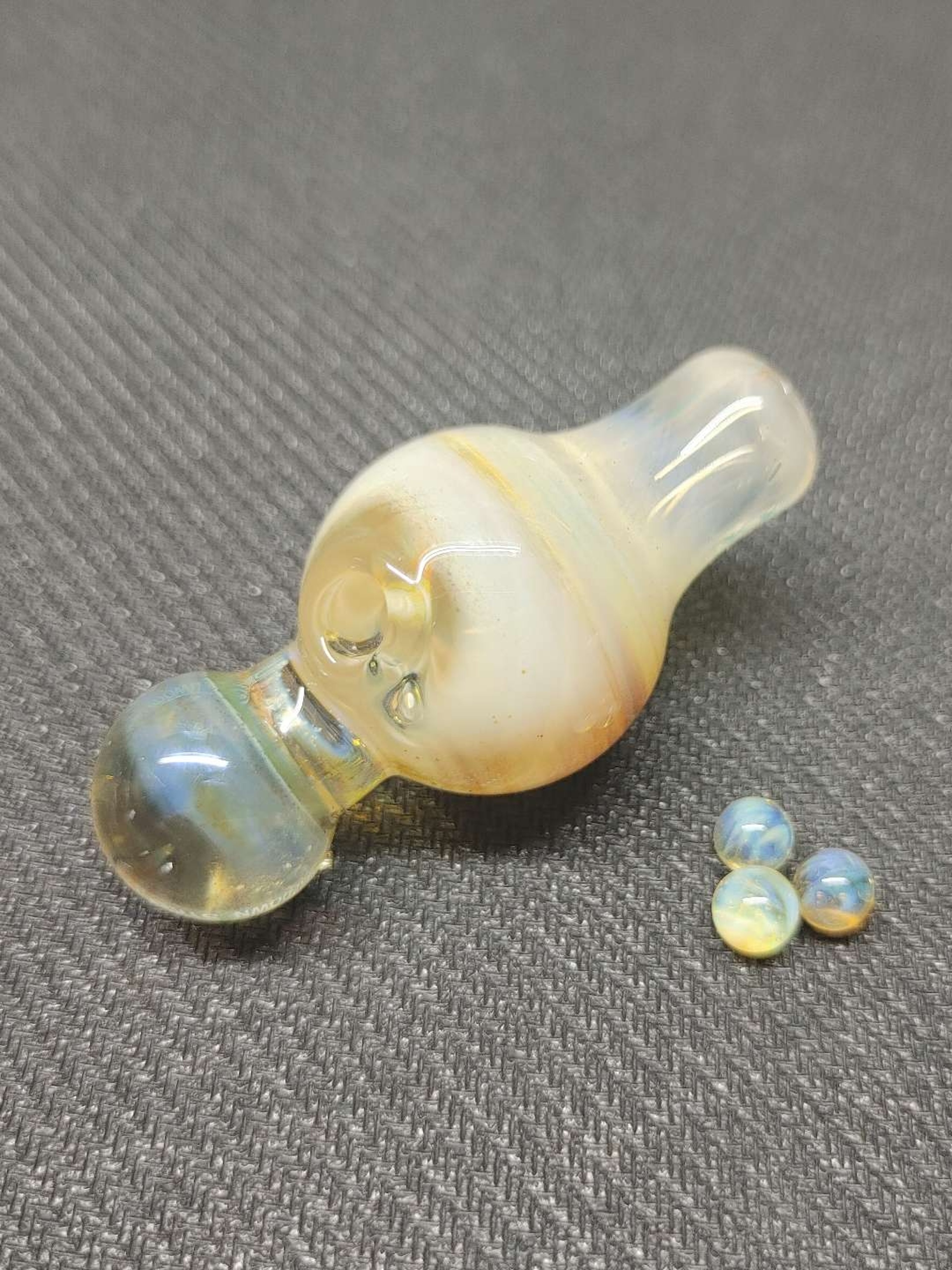 Preview pic of Fumed Carb Cap with Set of Terp Pearls! Hand Crafted in Oregon!