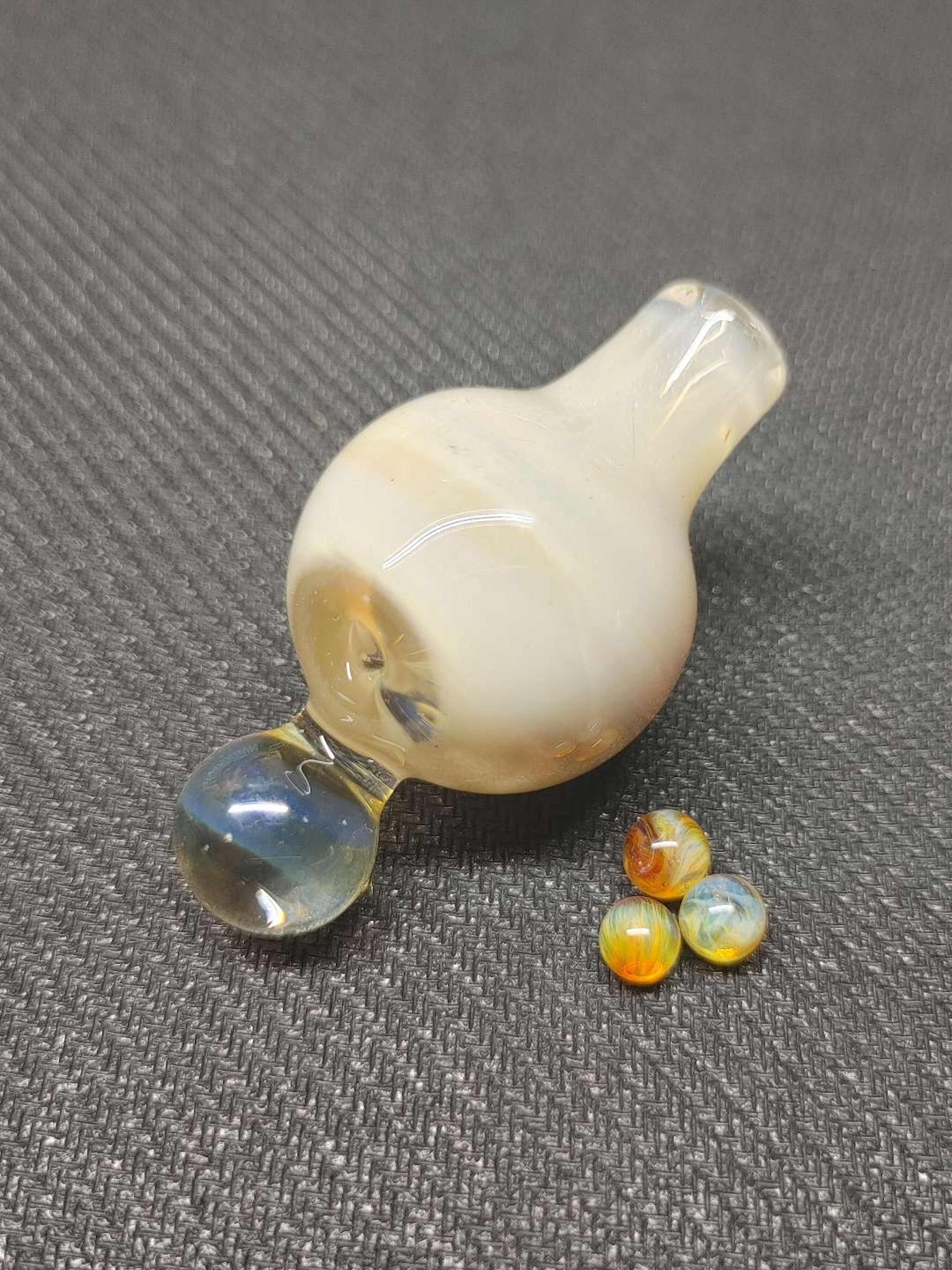 Preview pic of Fumed Carb Cap with Set of Terp Pearls! Hand Crafted in Oregon!