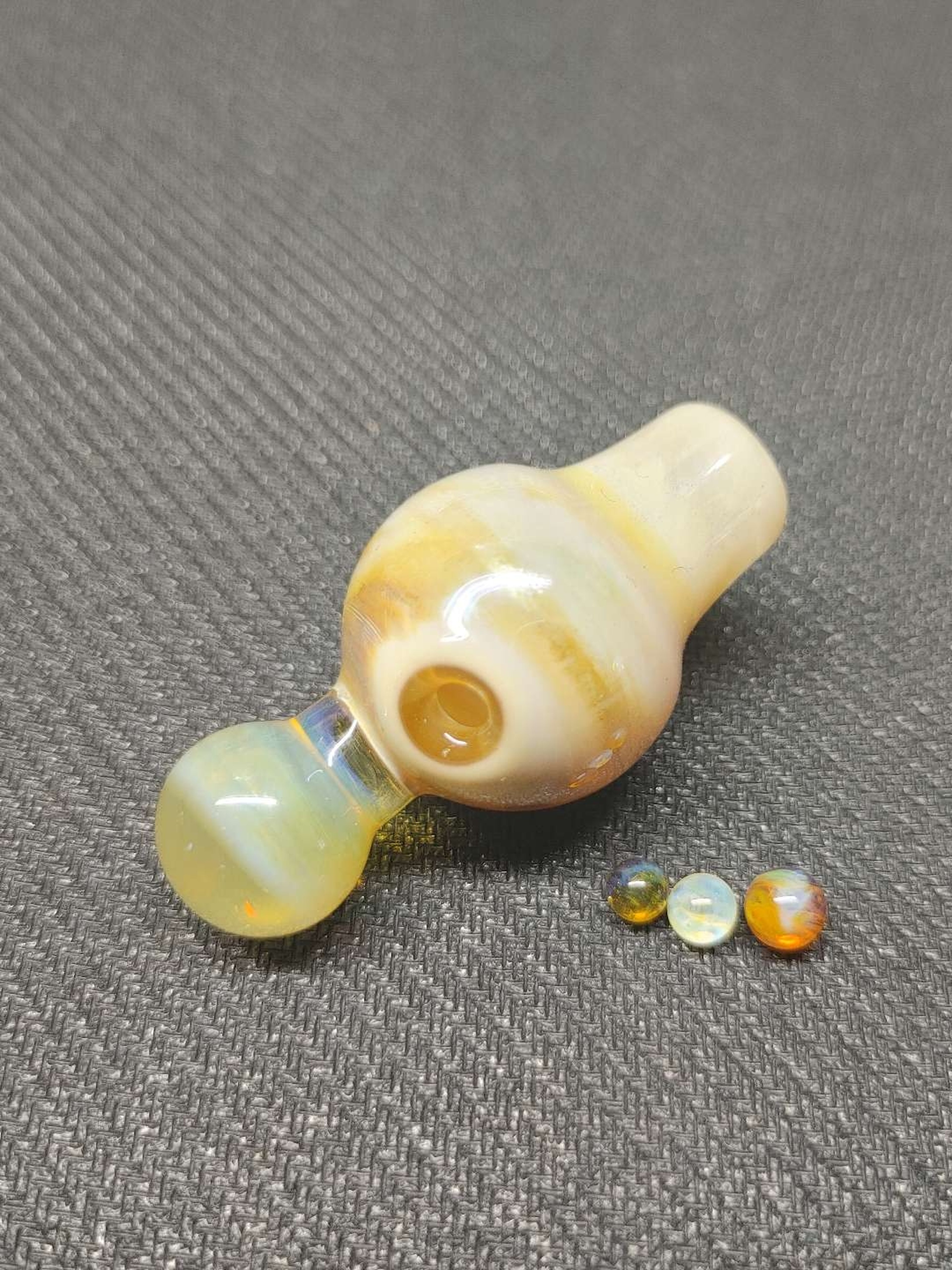 Preview pic of Fumed Carb Cap with Set of Terp Pearls! Hand Crafted in Oregon!