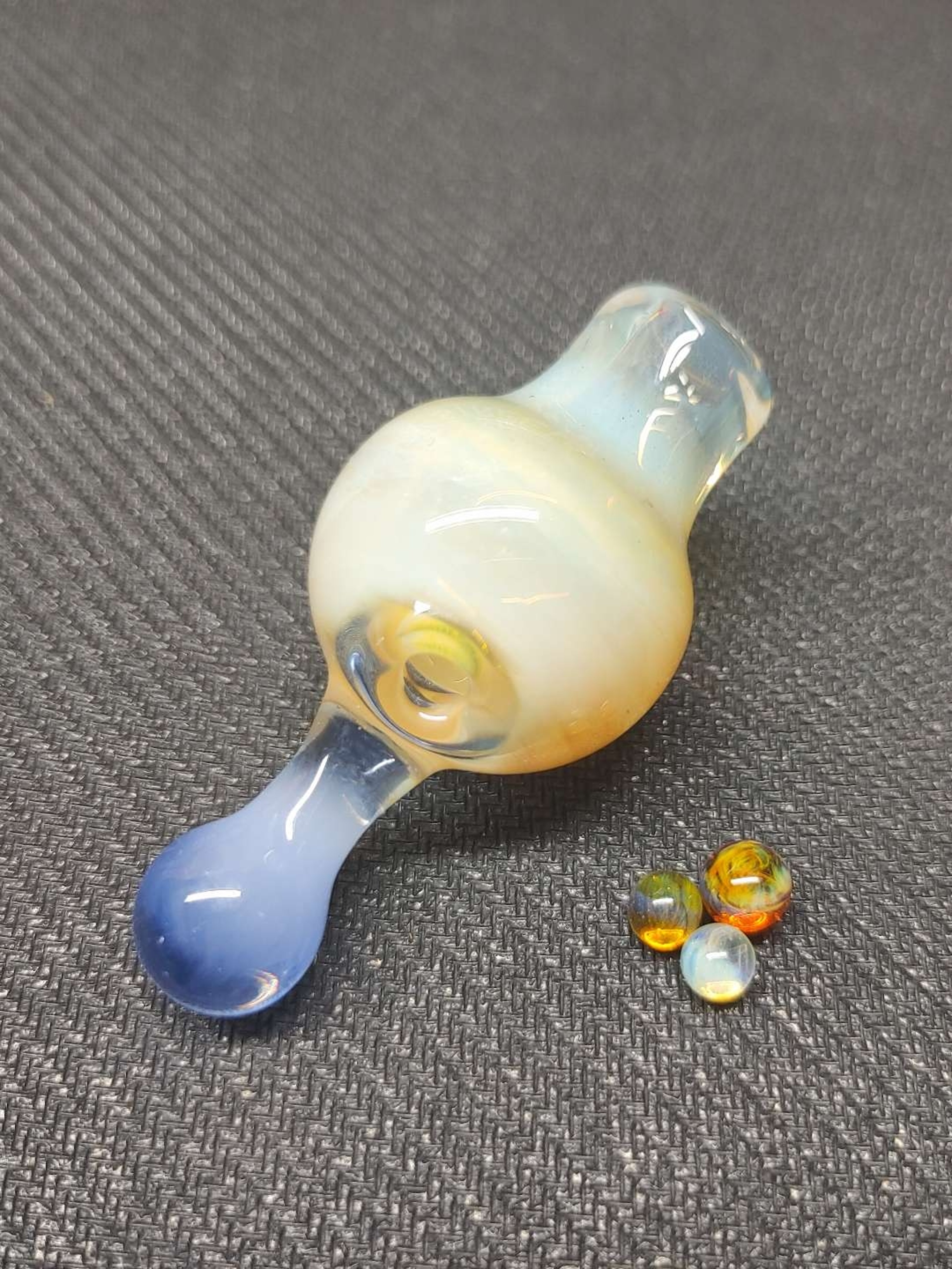 Preview pic of Fumed Carb Cap with Set of Terp Pearls! Hand Crafted in Oregon!