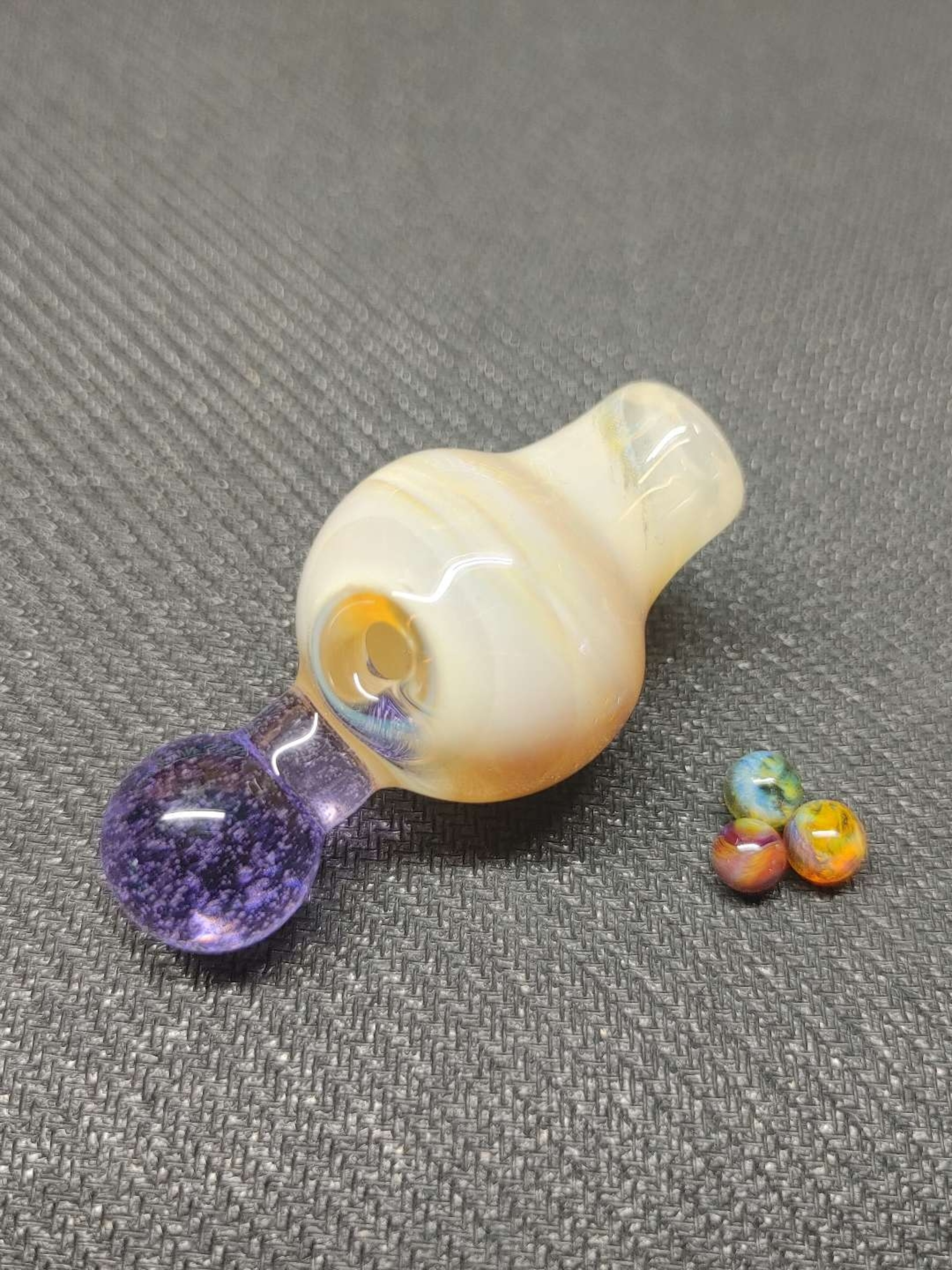 Preview pic of Fumed Carb Cap with Set of Terp Pearls! Hand Crafted in Oregon!