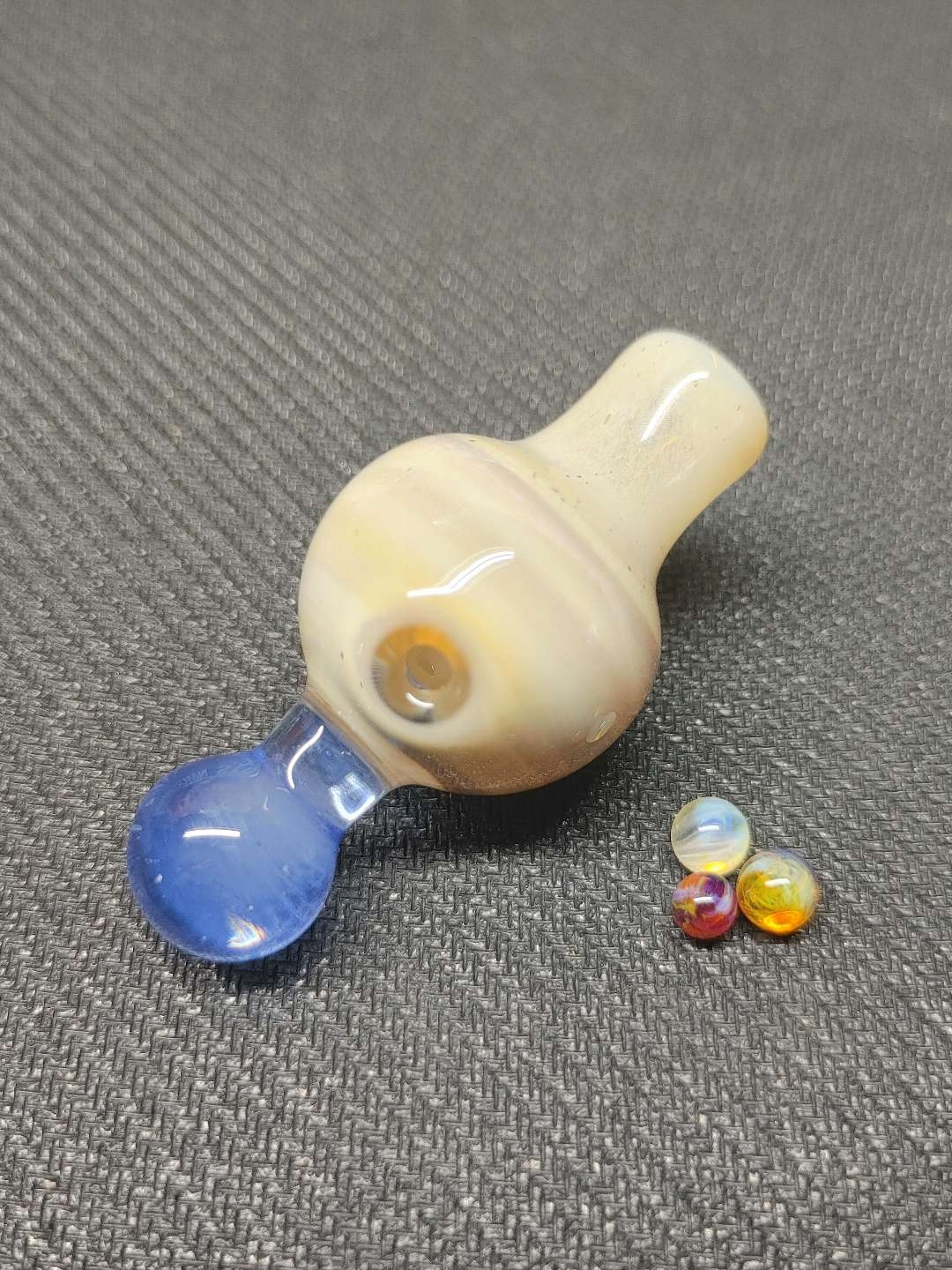 Preview pic of Fumed Carb Cap with Set of Terp Pearls! Hand Crafted in Oregon!