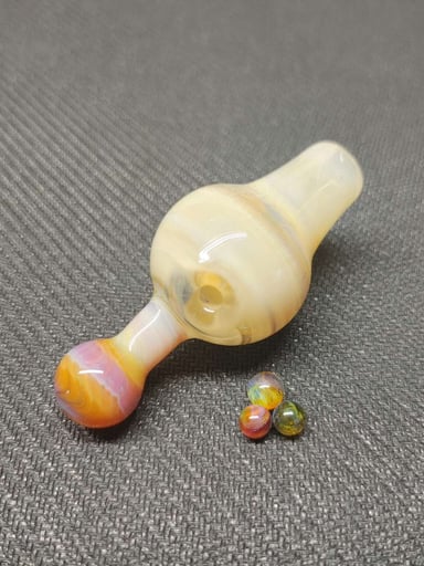 Preview pic of Fumed Carb Cap with Set of Terp Pearls! Hand Crafted in Oregon!