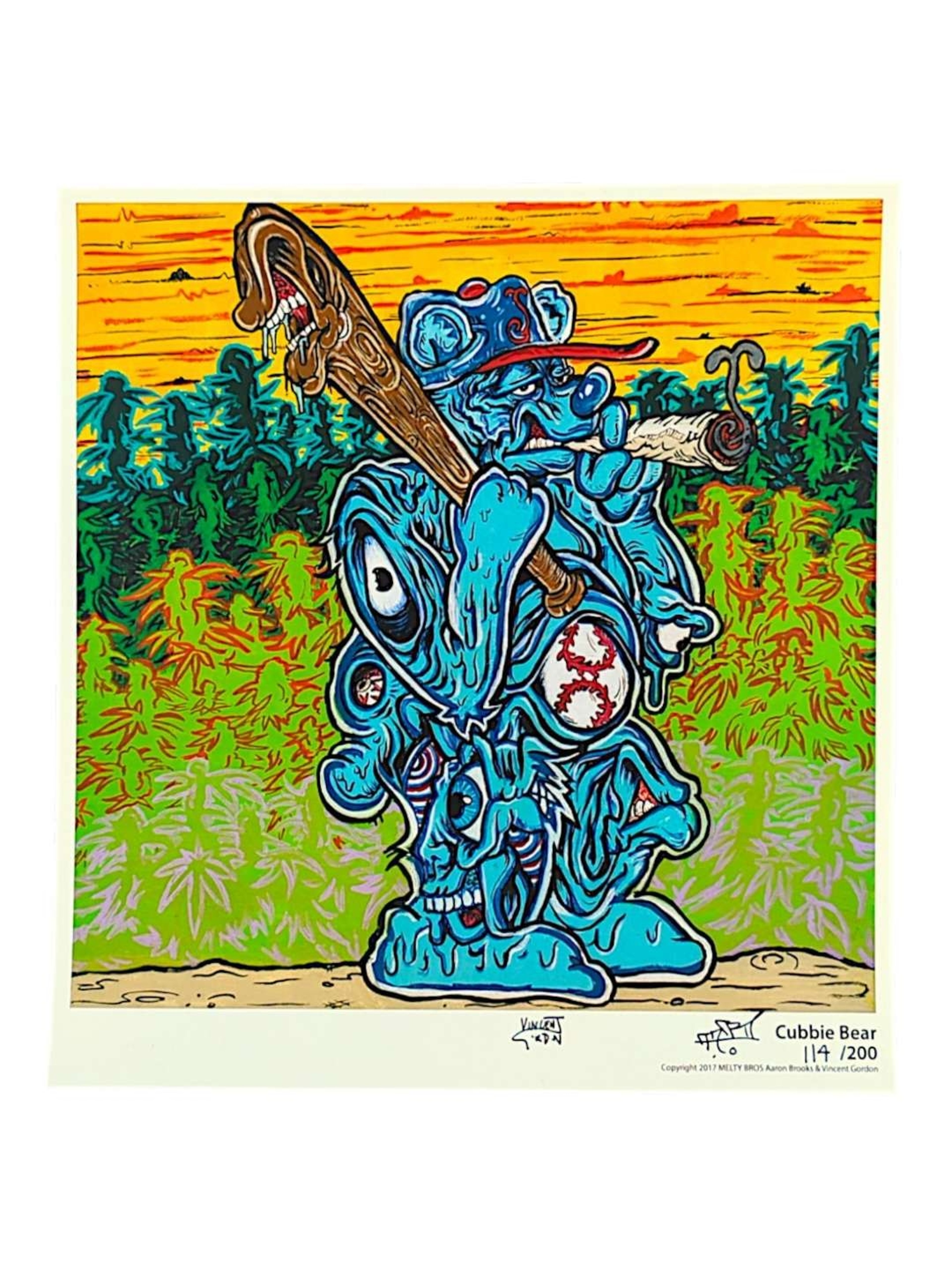 Preview pic of Vincent Gordon x Aaron Brooks (Melty Bros) “Cubbie Bear” Print