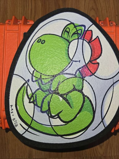 Preview pic of BTGB X RAZ X MOODMATS Yoshi moodmat numbered 17/100 signed by Bob and RAZ