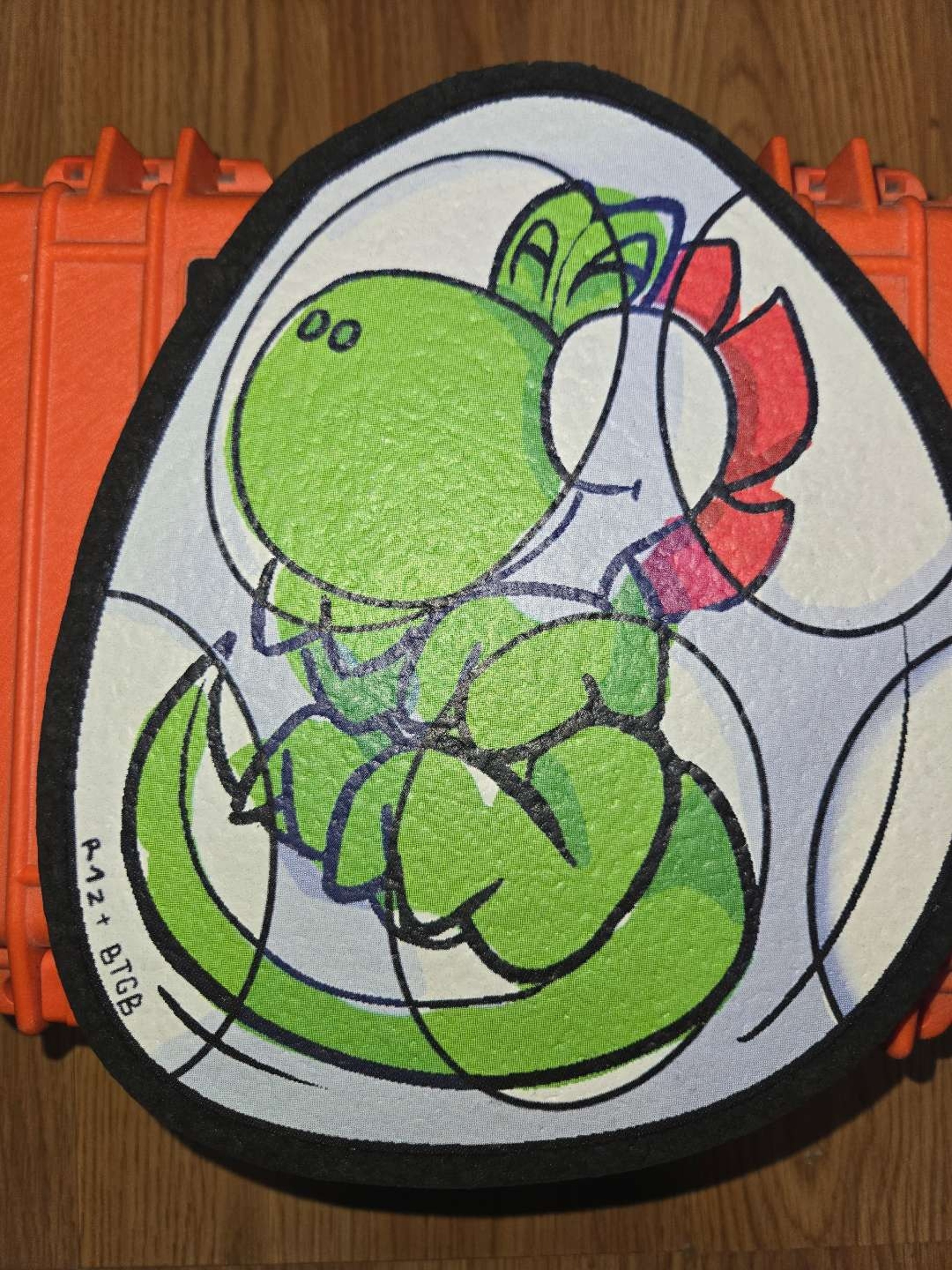 Preview pic of BTGB X RAZ X MOODMATS Yoshi moodmat numbered 17/100 signed by Bob and RAZ