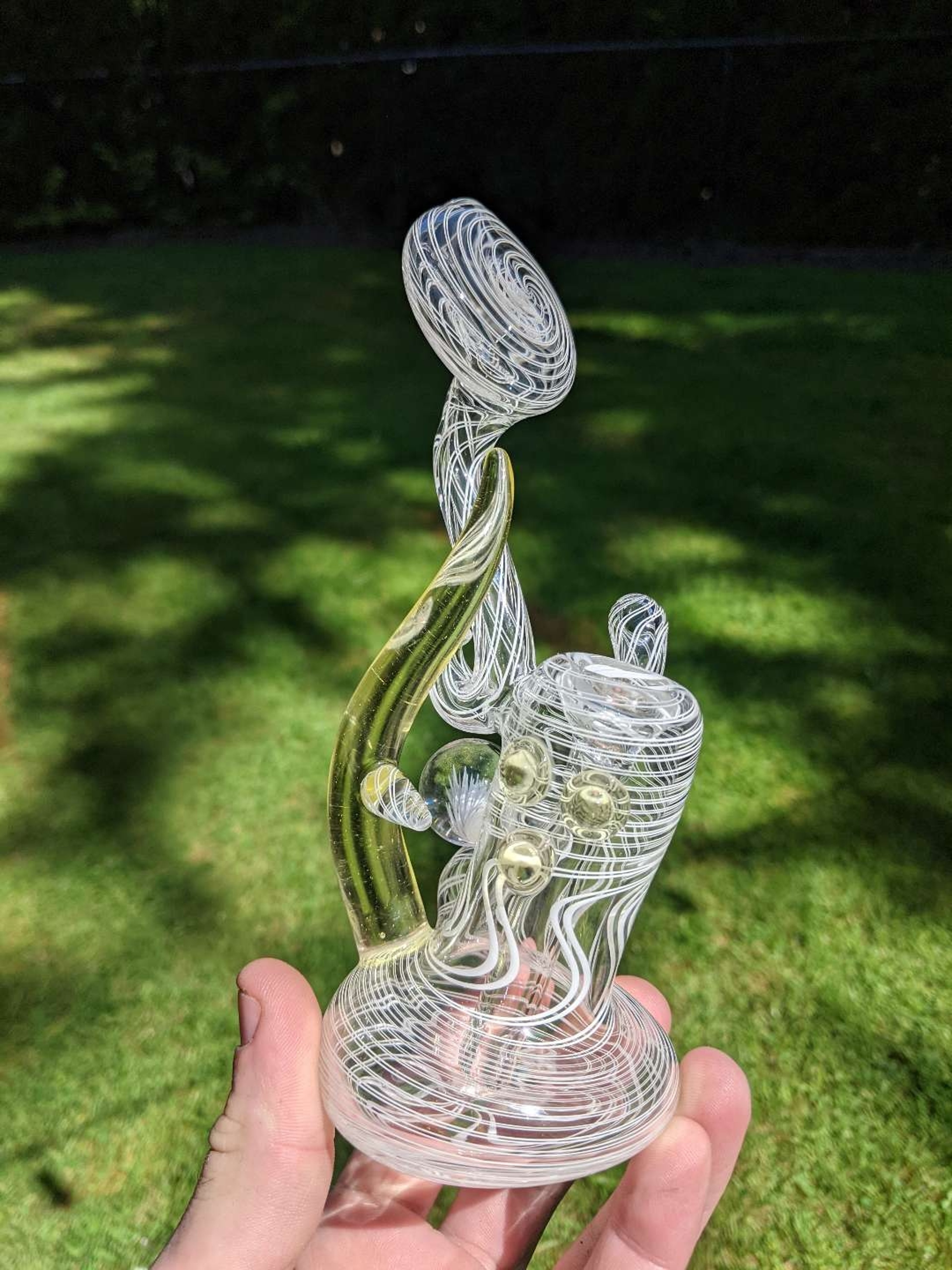 Fade to Clear Stand Up bubbler Snorkel carb old school push horns marble image 0